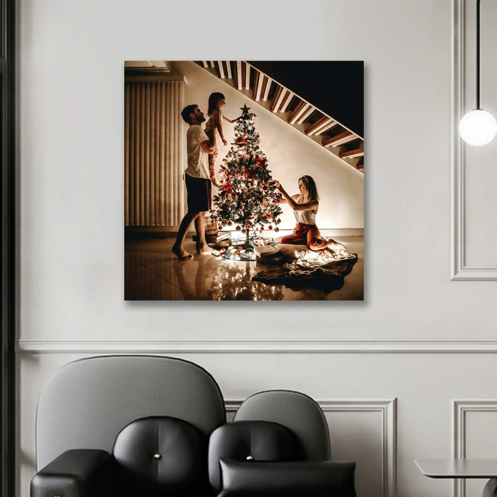 H5Print Custom Canvas Prints Personalized Wall Art With Your Christmas Photos/Pictures Digitally Printed - 24X24Inches