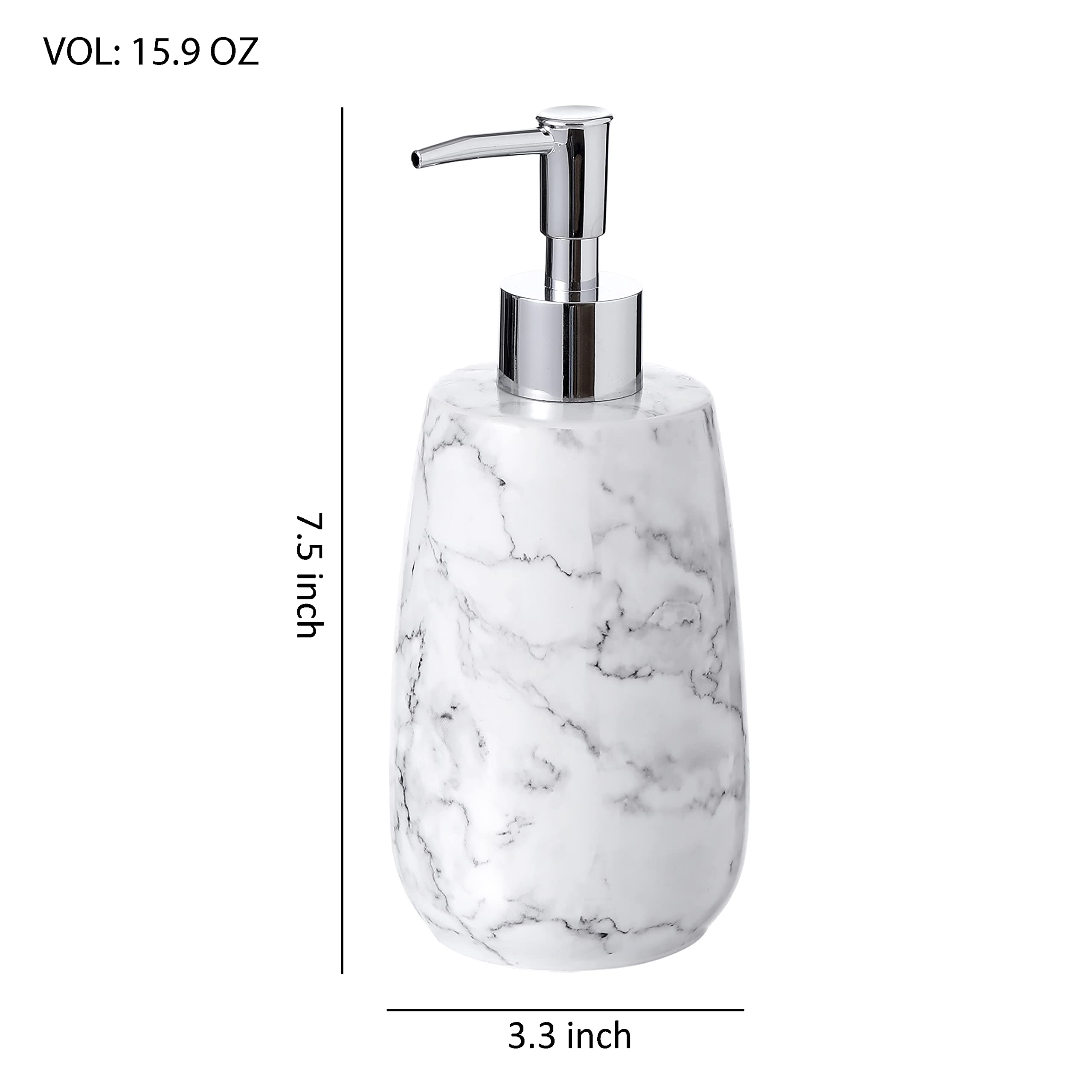 Motifeur Bathroom Accessories - Ceramic Lotion Dispenser/Soap Pump (Marble Look)