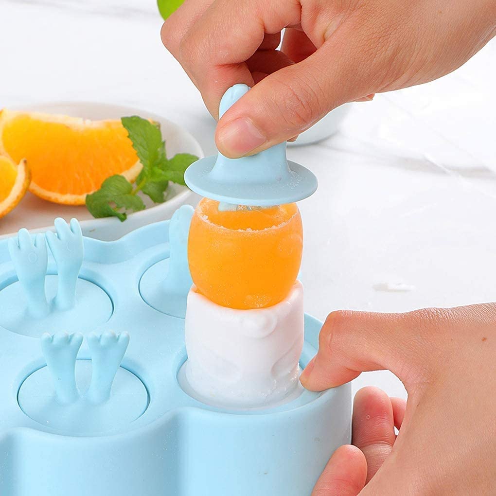 Mini Ice Pop Molds Bpa Free, Silicone Reusable Small Popsicle Molds With Sticks, Diy Ice Cream Makers [Cavity Of 6], Funny Anima