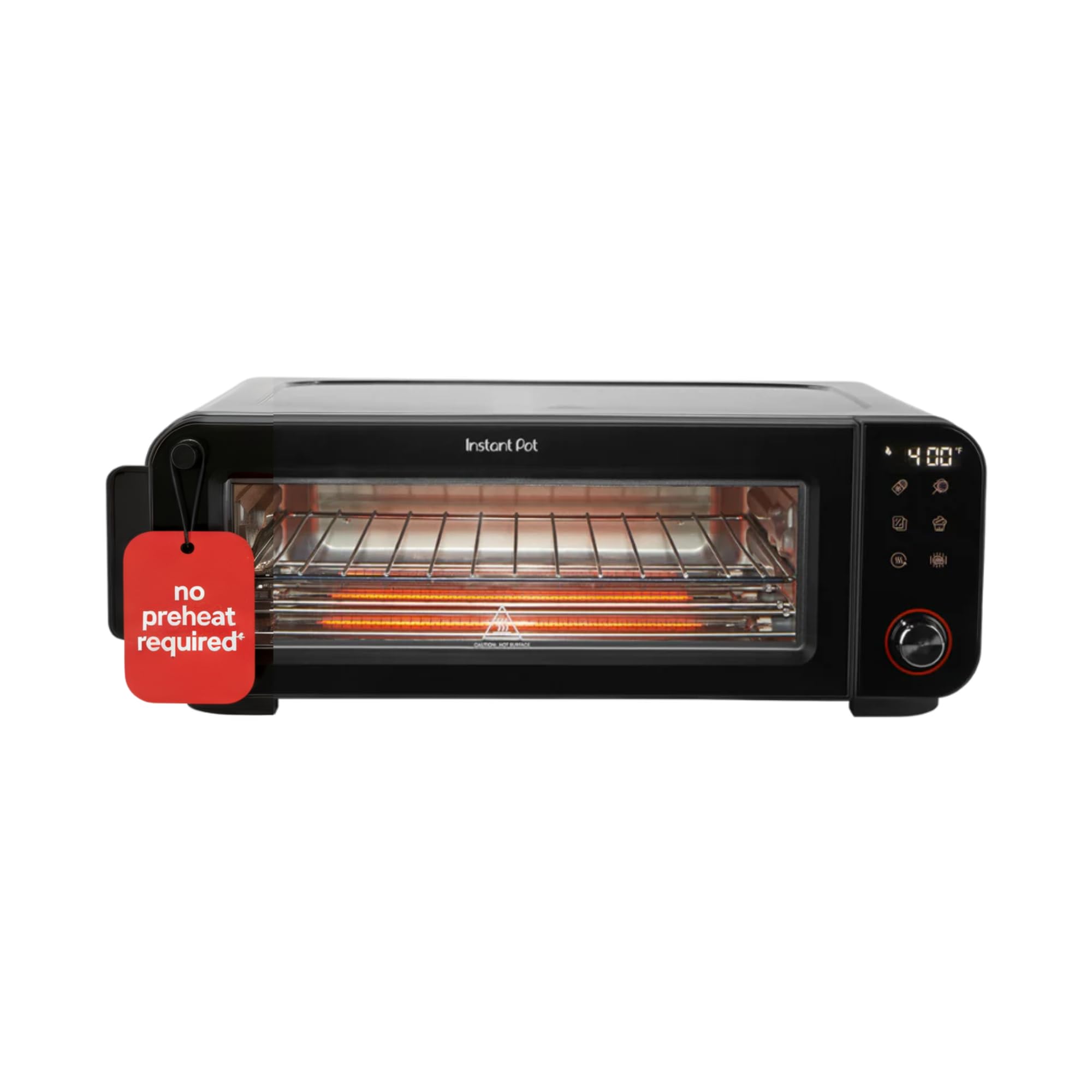 Instant Pot No Preheat Required* 6-in-1 Pizza and Toaster Oven with InstantHeat Technology, Fits a 12 Fresh or Frozen Pizza, Bak