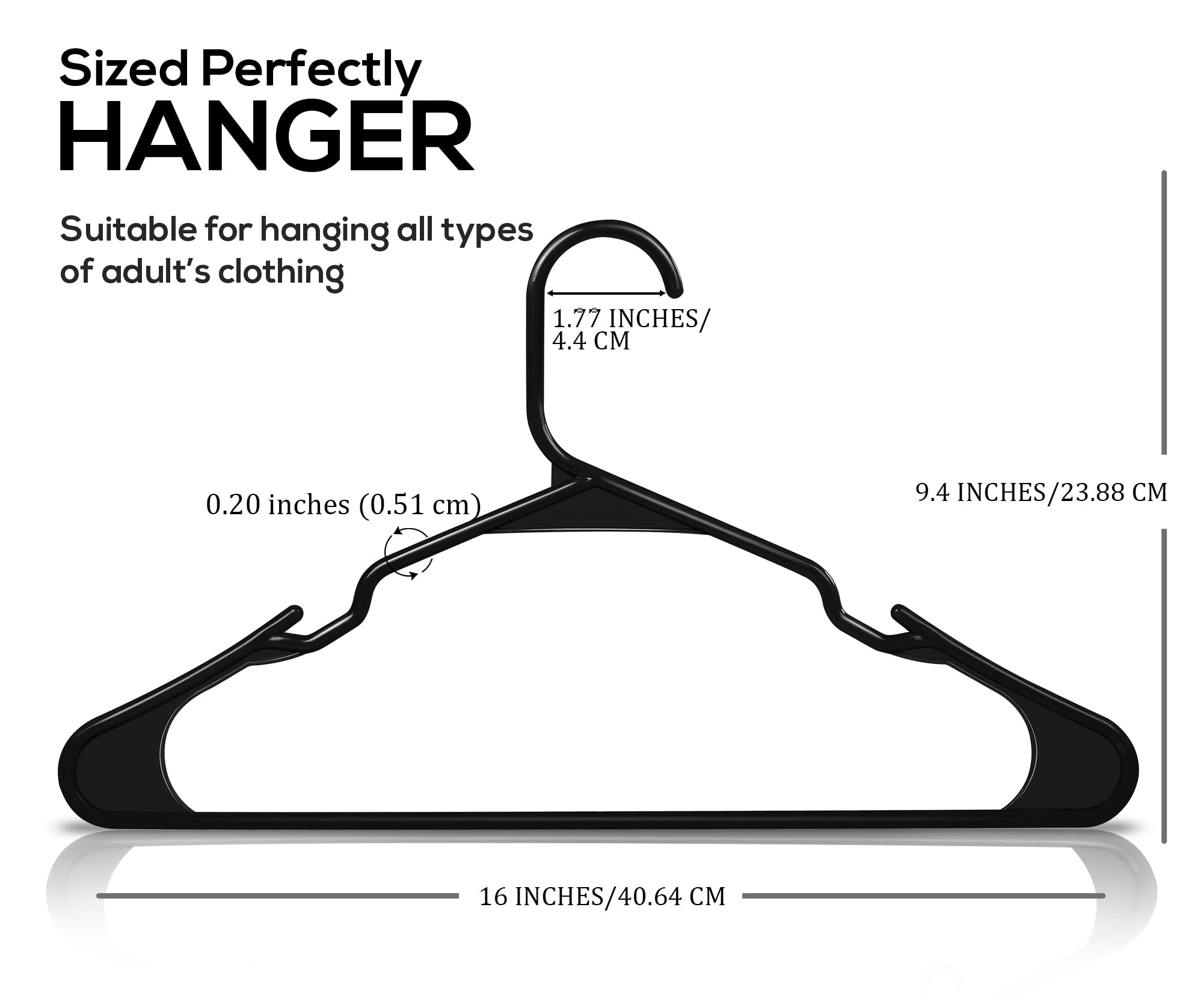 Utopia Home clothes Hangers 20 Pack - Plastic Hangers Space Saving - Durable coat Hanger with Shoulder grooves (Black)