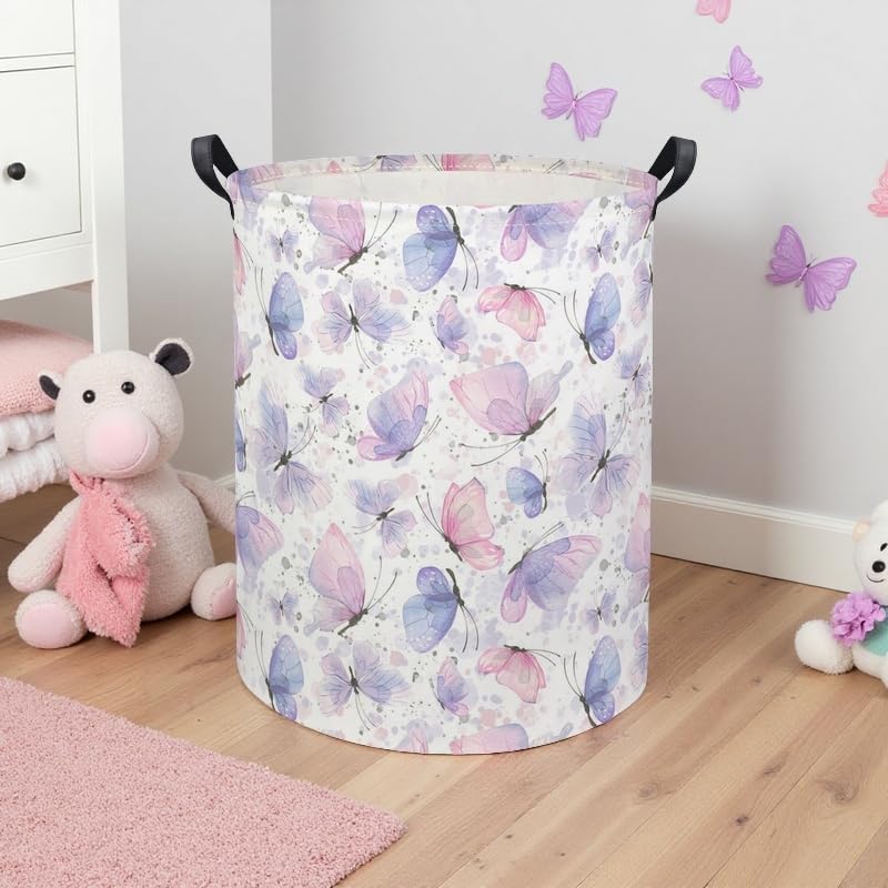 Tibaolover Butterfly Baby Laundry Basket Kids Hamper Animal Toy Storage Bin For Boys Room Decor Baby Nursery Hamper Gift Baskets