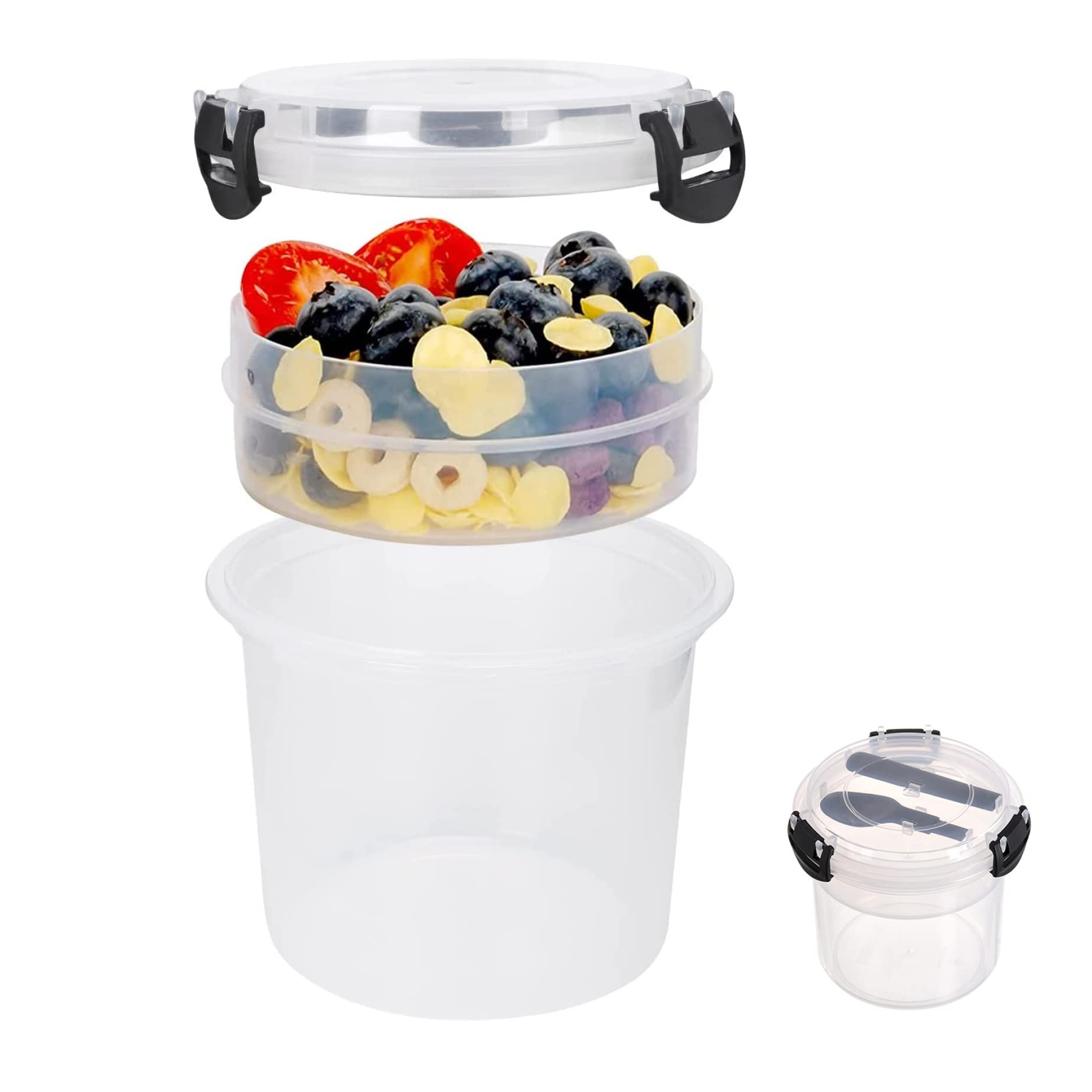 Overnight Oats Jar Breakfast Pots with Lid 600ml Overnight Oats Container Yogurt Pot to Go Breakfast Pots with Spoon for Fruit S