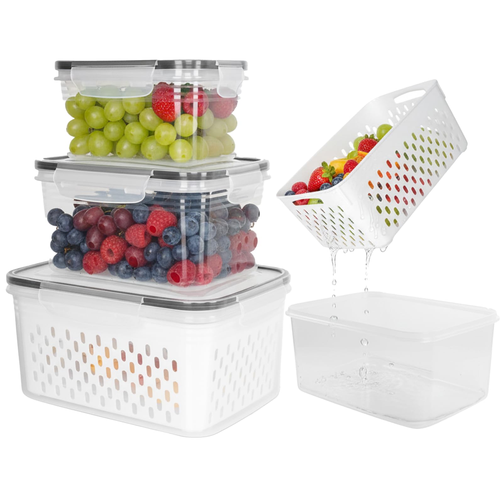 Dukrouk Grape Container for Fridge,3PCS(0.913.5Qt)