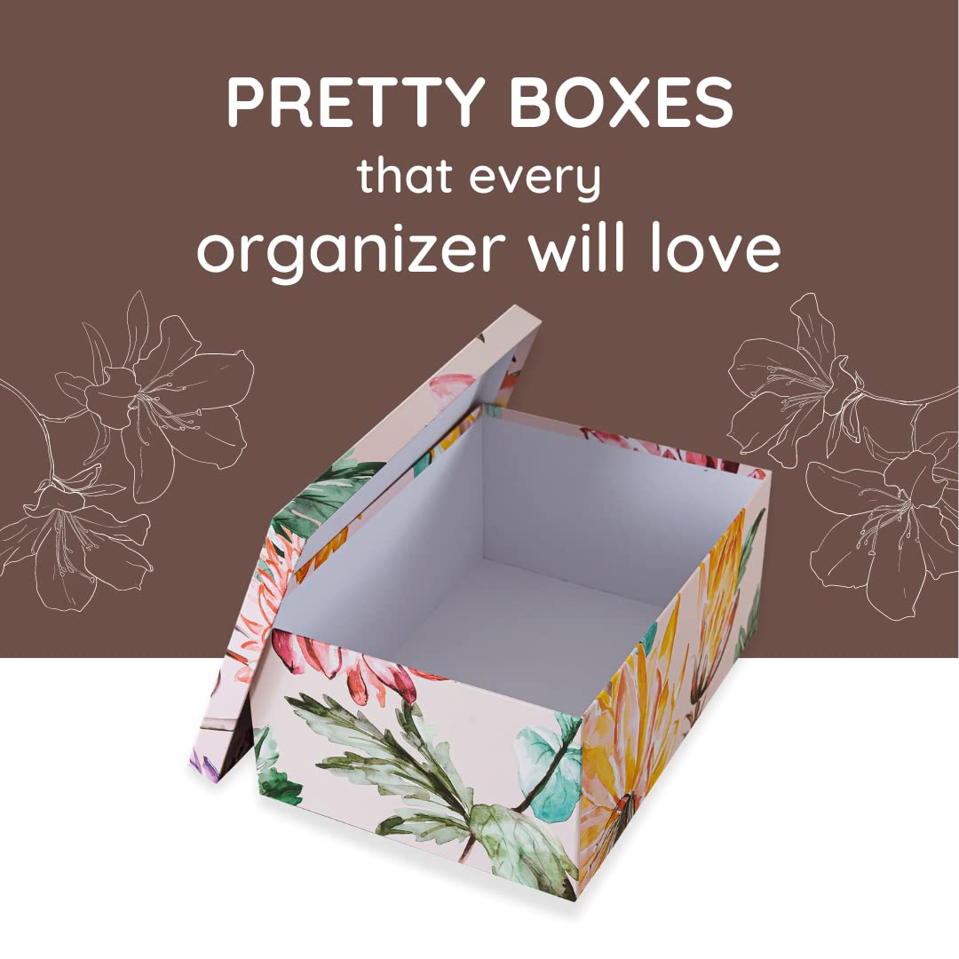 Soul & Lane Decorative Cardboard Storage Boxes with Lids for Home Decor and Organization, Set of 3 Large Keepsake Boxes for Memo