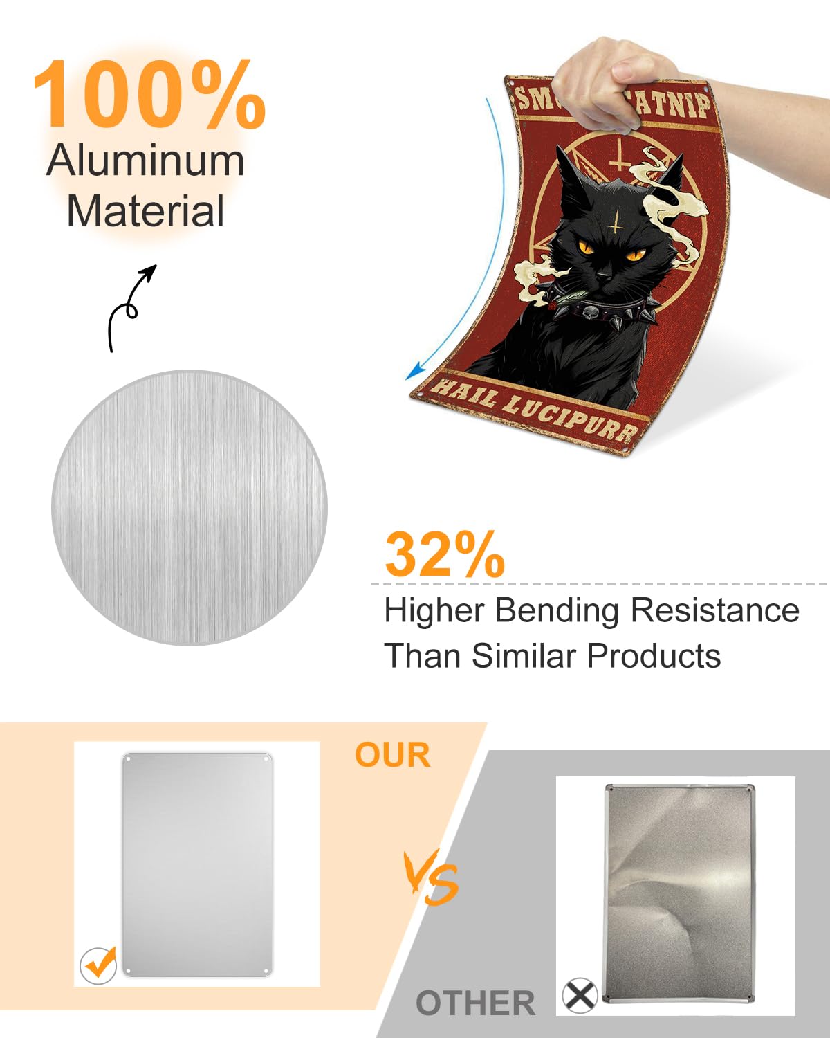 Alkb Funny Black Cat Metal Sign Retro Cat Metal Poster - Black Cat Gifts Bedroom Kitchen Wall Decor 8 X 12 Inch