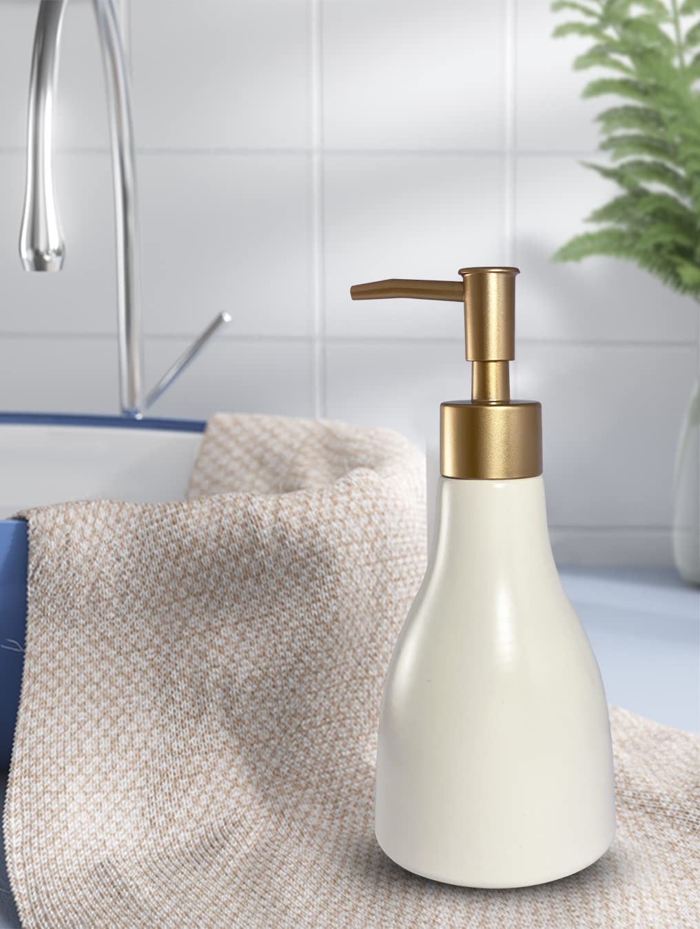 280Ml Liquid Soap Dispenser For Bathroom With Gold Pump,Dish Soap Dispenser For Kitchen,Refillable Countertop Lotion Dispenser,