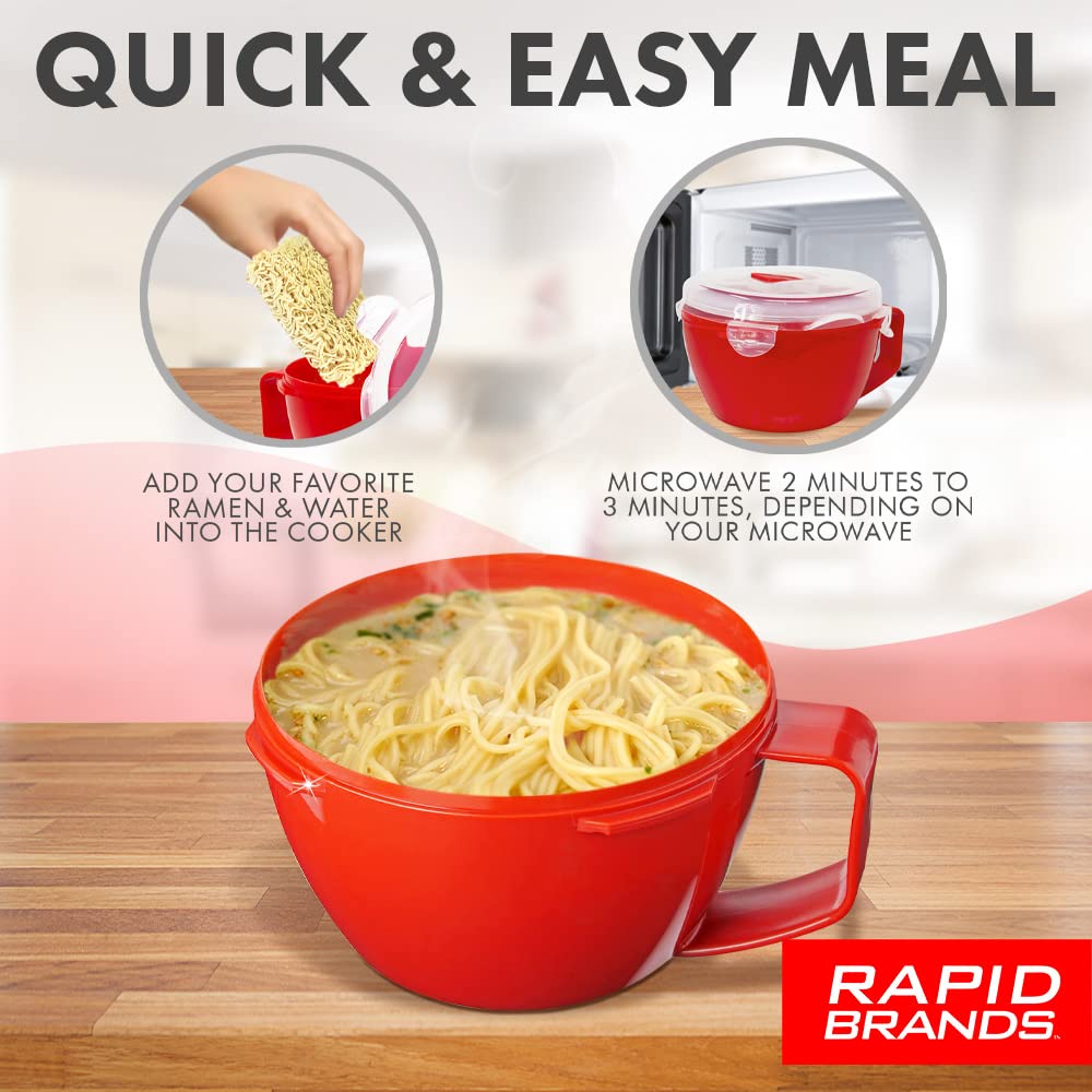 Rapid Plastic Noodle/Soup Bowl | Microwave Soup & Noodles in Minutes | Perfect for Dorm, Small Kitchen, or Office | Dishwasher-S