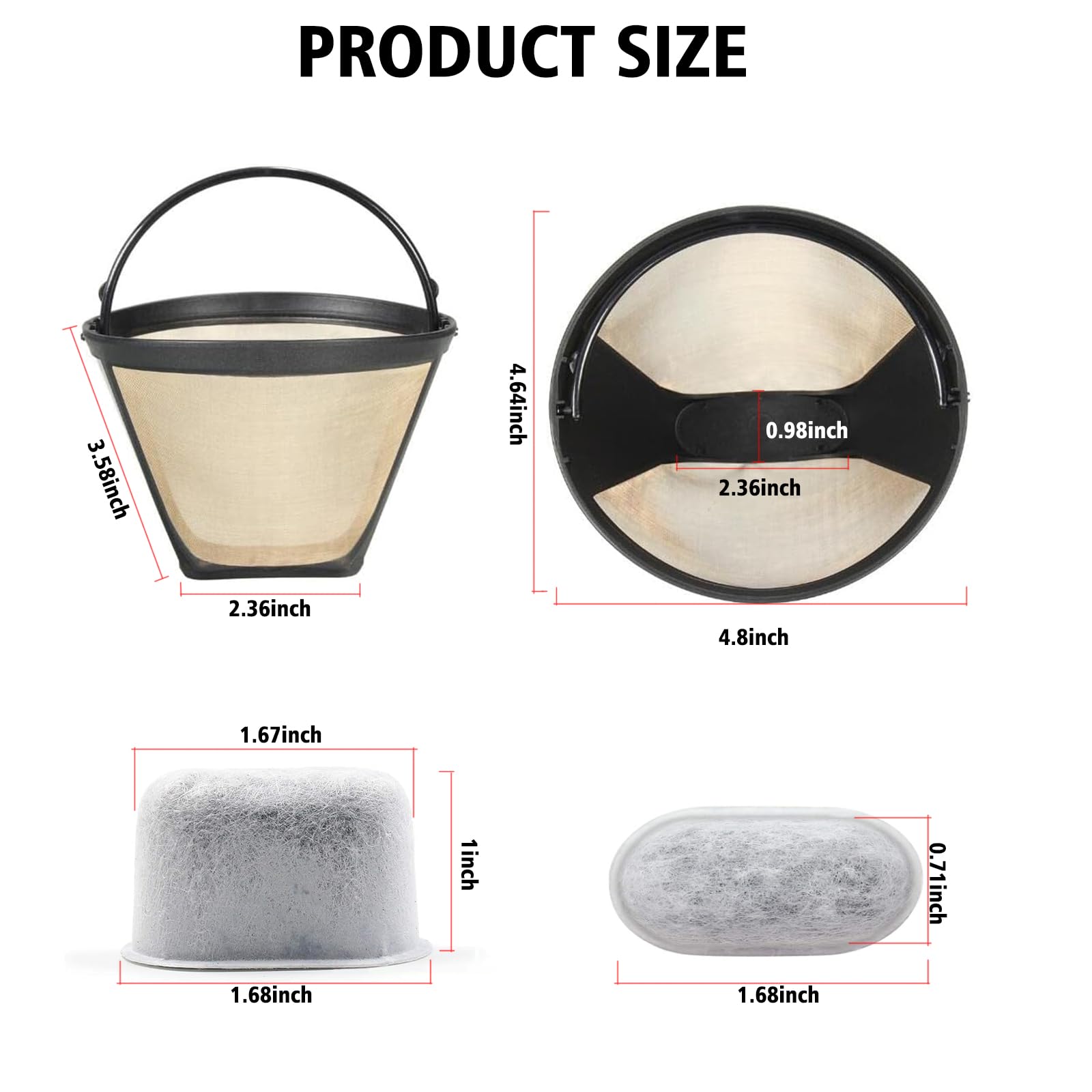 Brikinte 2Pack Reusable Coffee Filter Replacement And 10Pack Charcoal Water Filters Compatible With Cuisinart Coffee Maker