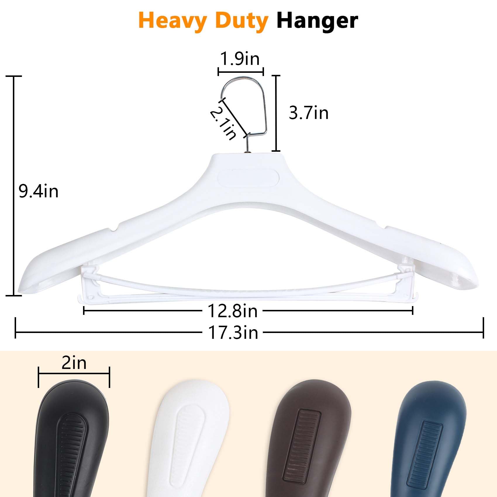 Suit Hangers For Men 6 Pack, Extra Wide Hangers Non Slip Width 17.7'', White Coat Hangers Thick Plastic With Pants Bar 360 Swive