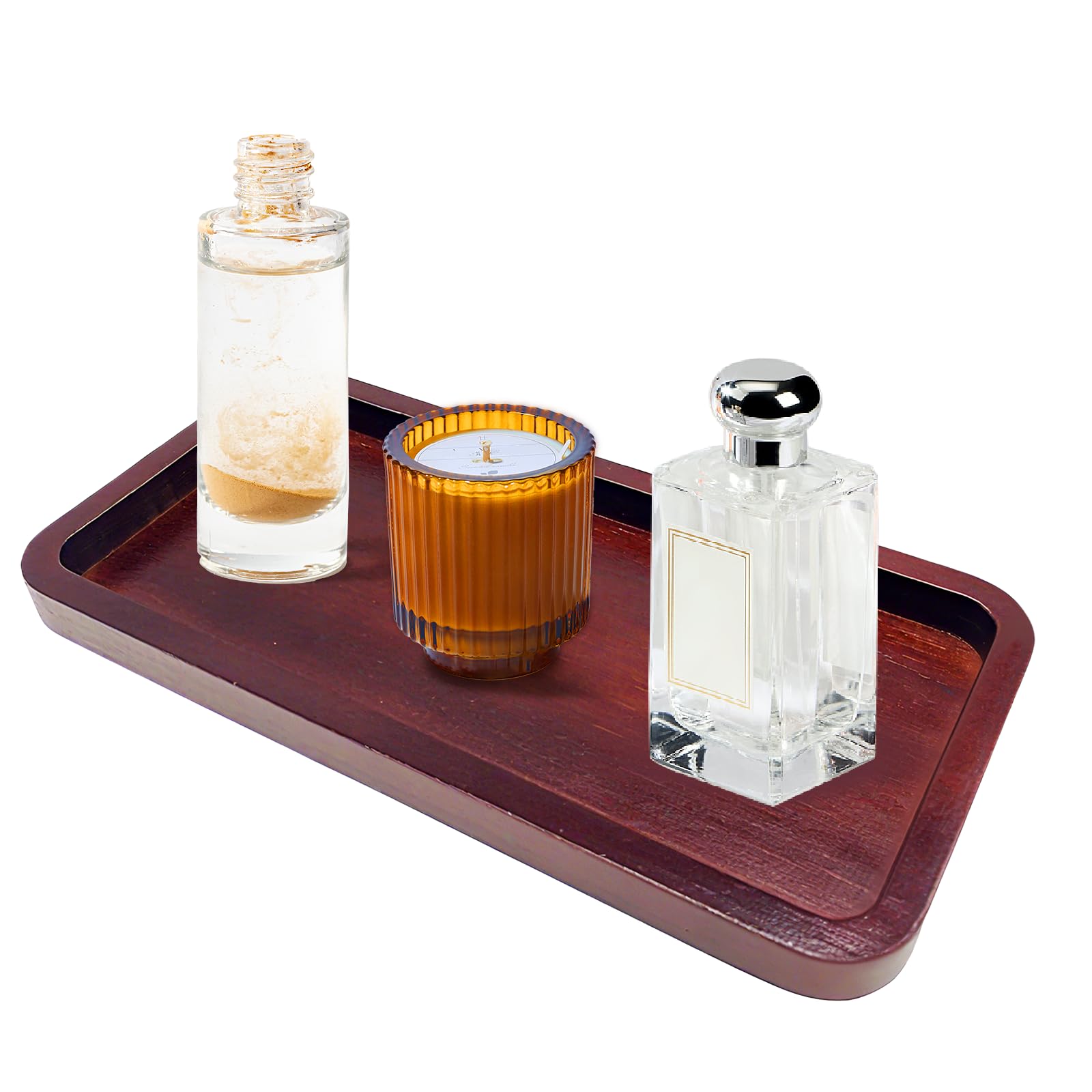 Bamboo Vanity Bathroom Tray for Counter, Bamboo Tray for Bathroom, Toilet Tank, Perfume 11.8L x 5.9W x 0.8H inch (Mahogany)