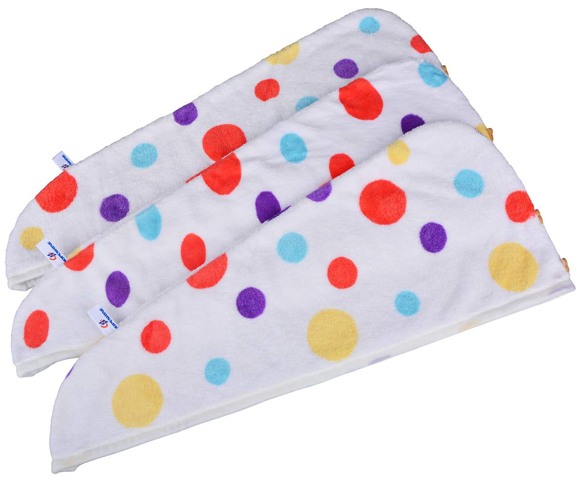 HOPESHINE Microfiber Hair Towel Wrap Small Size for Little Girl 3-Pack Super Absorbent Magic Instant Hair Drying Towels for Kids