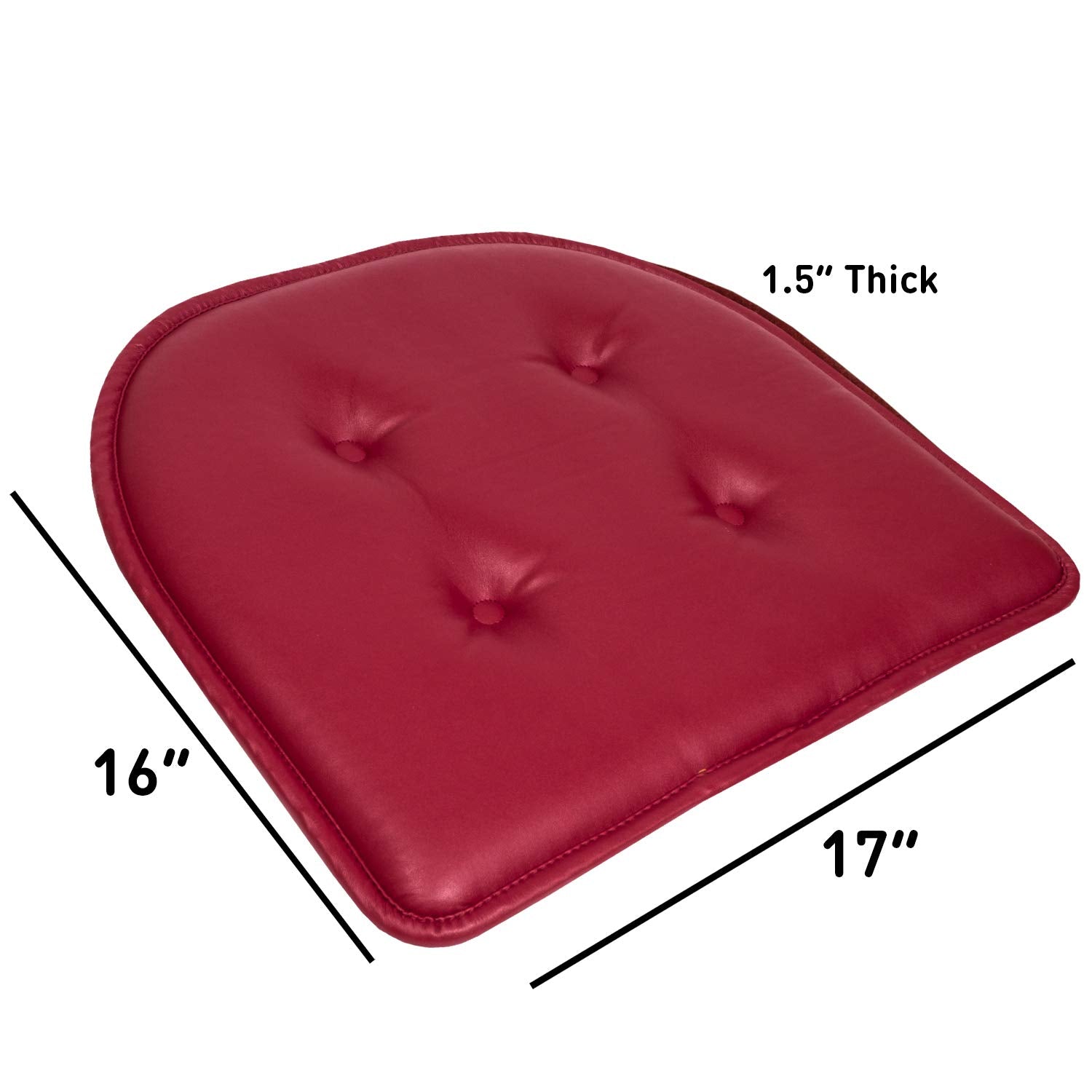 Sweet Home Collection Chair Cushion Memory Foam Pads Tufted Slip Non Skid Rubber Back U-Shaped 17'' X 16'' Seat Cover, 4 Count (