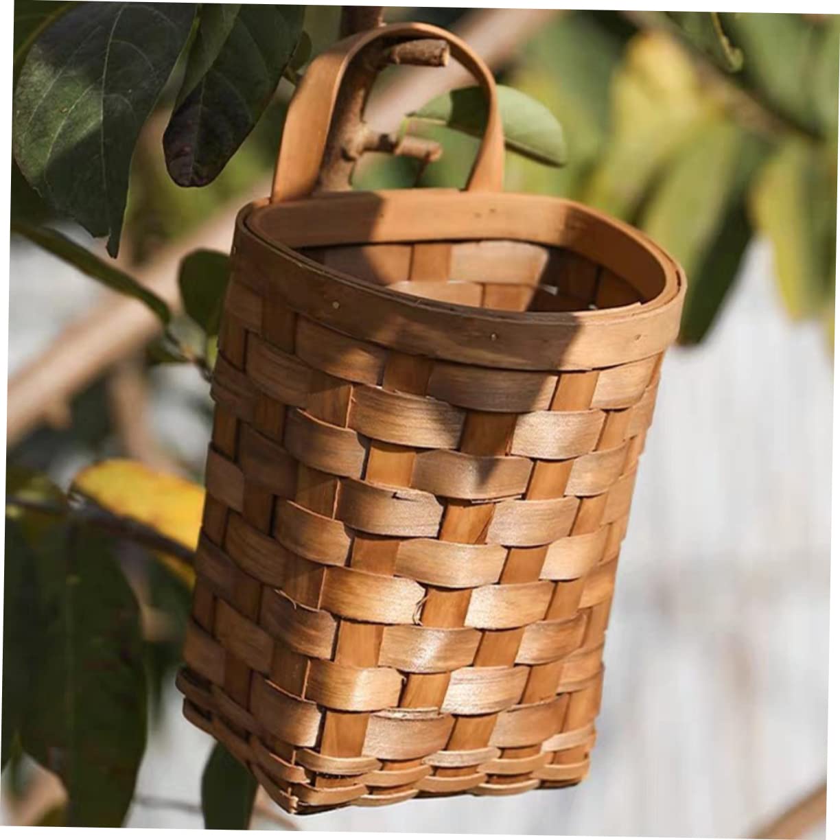 Alipis Farmhouse Organizer With Hand For Home Woven Onion Garlic Storage Baskets Handle Fruit Rattan Hanging Vegetable Wall Deco