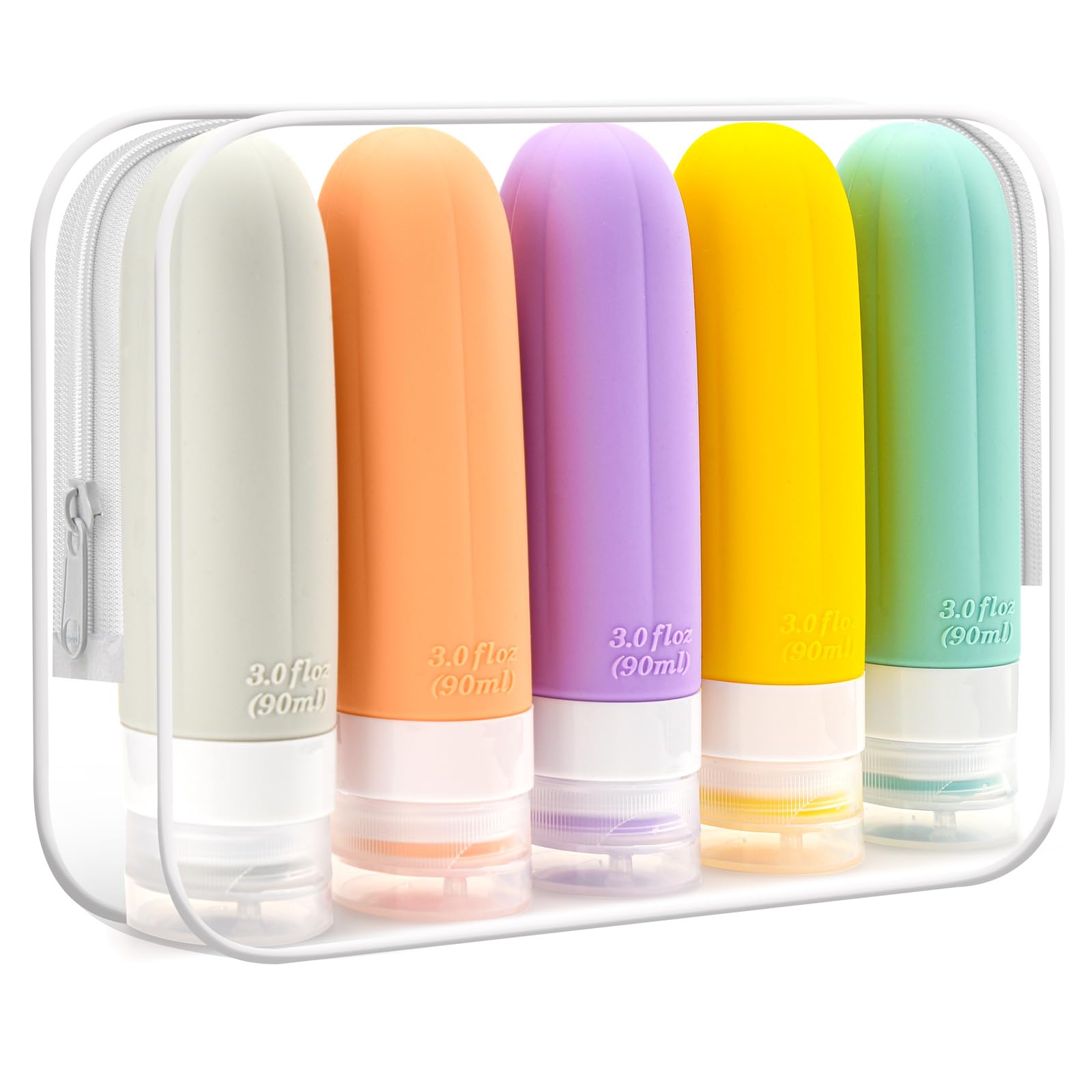 Xmosnz 3Oz Silicone Travel Bottles For Toiletries, Travel Containers Set With Labels Includes, Pumpkin-Shaped Refillable Travel