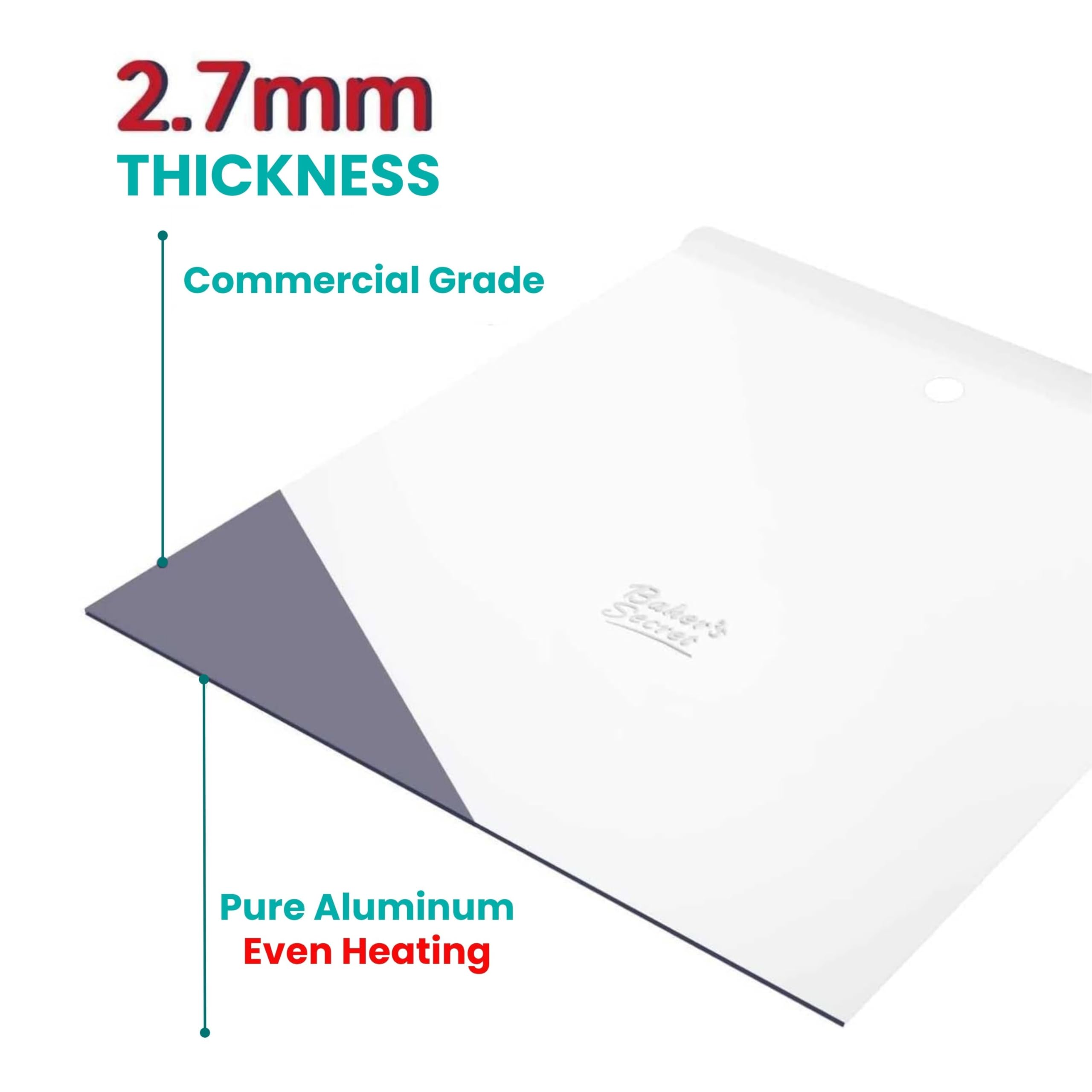 Baker's Secret Commercial Quality Baking Sheet Set, 18" x 14" Pure Aluminum, Silver, Model BS10297