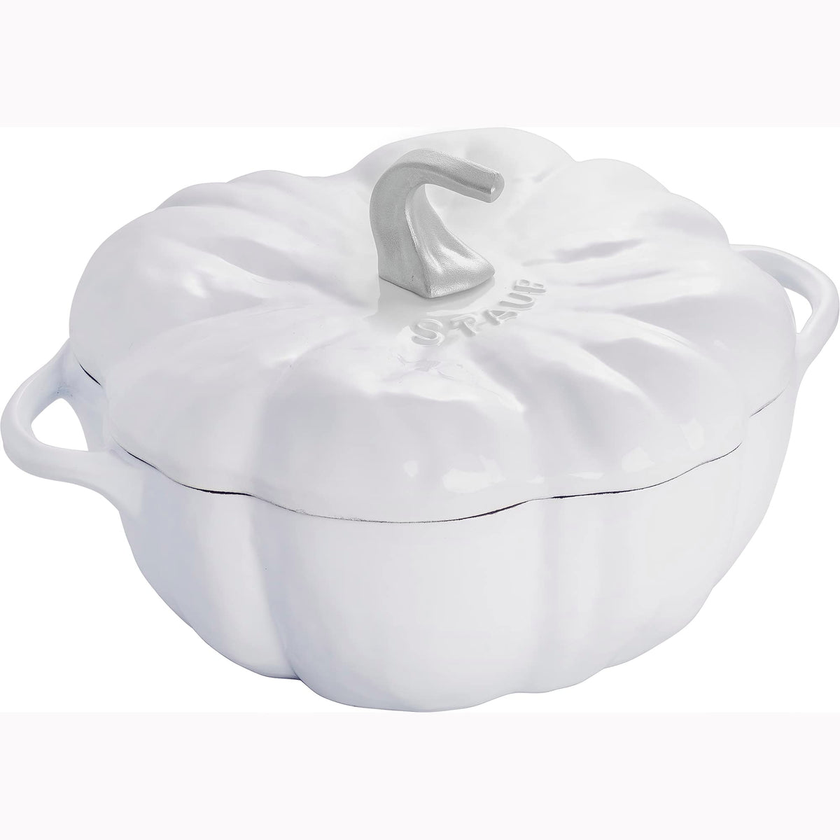 Staub Cast Iron Dutch Oven 3.5-Qt Pumpkin Cocotte With Stainless Steel Knob, Made In France, Serves 3-4, White