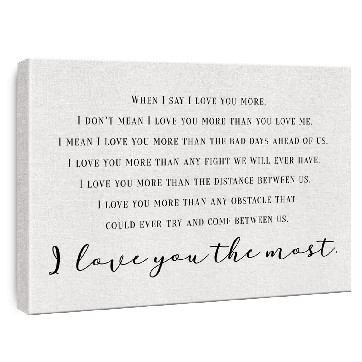 Bedroom Canvas Wall Art When I Say I Love You More Romantic Quote Print Framed Marriage Painting Artwork Ready To Hang Home Wall
