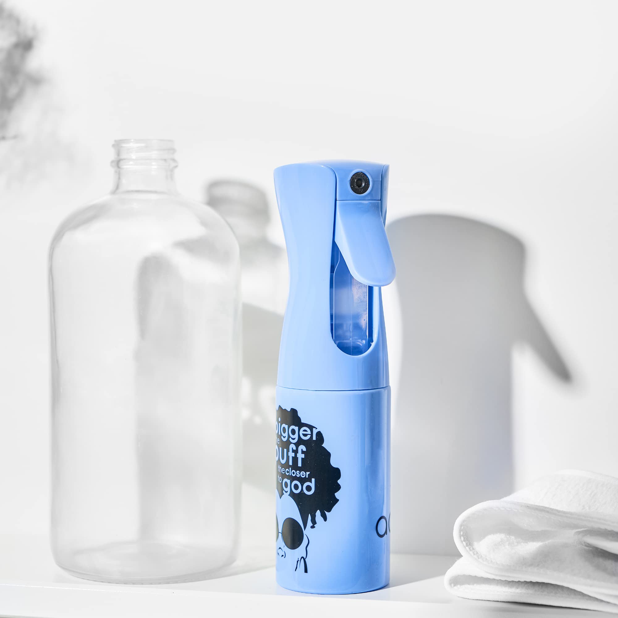 Adwoa Beauty Blue Custom Continuous Ultra Fine Mist Spray Bottle, Multi-Tasking For Hair, Skin, Home, Pet Care And More, Refilla