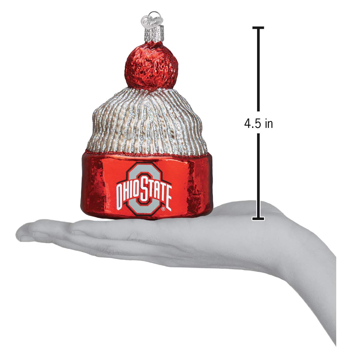 Old World Christmas Ohio State Buckeyes Beanie Glass Blown Ornament for Christmas Tree, Handcrafted Holiday Decoration, Universi