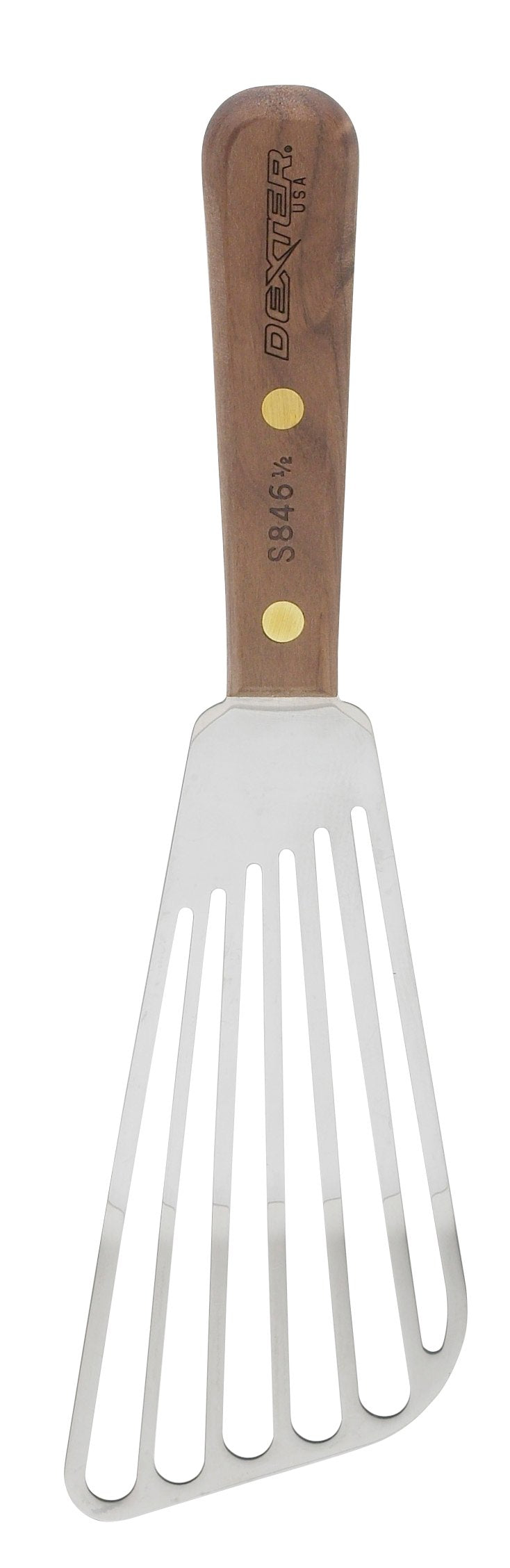Hic Kitchen Russell Walnut Slotted Fish Turner, 6.5-Inch, Stainless Steel