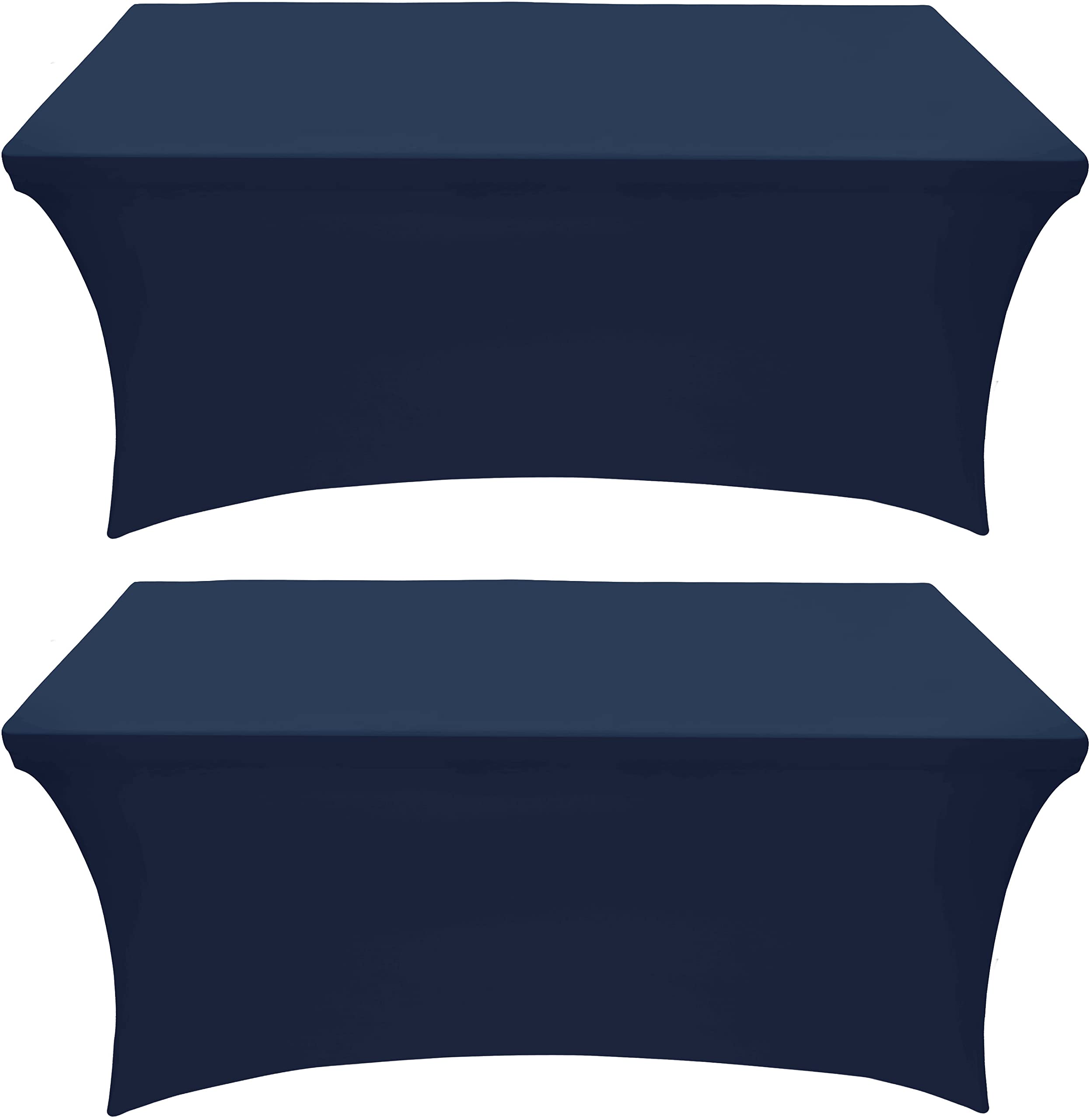 Utopia Kitchen Spandex Tablecloth 2 Pack [6Ft, Navy Blue] Tight, Fitted, Washable And Wrinkle Resistant Stretch Rectangular Pati