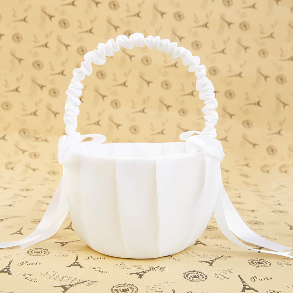 Flower Girl Basket,Wedding Flower Basket,Western Rustic Lace Bowknot Wedding Basket Candy Gift Bag For Wedding Party Banquet Chr