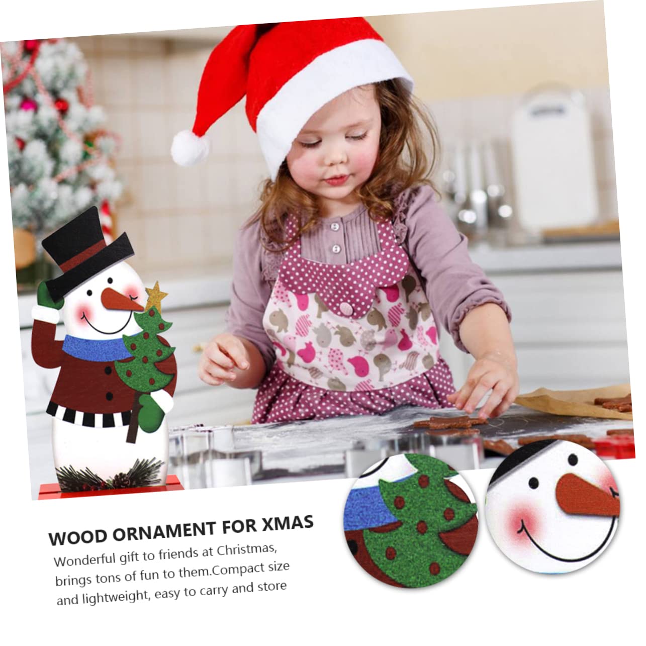 Garneck 1pc Christmas Snowman Ornament Wooden Xmas Decoration Adorable Desktop Adornment for Holiday Parties Birthdays Weddings