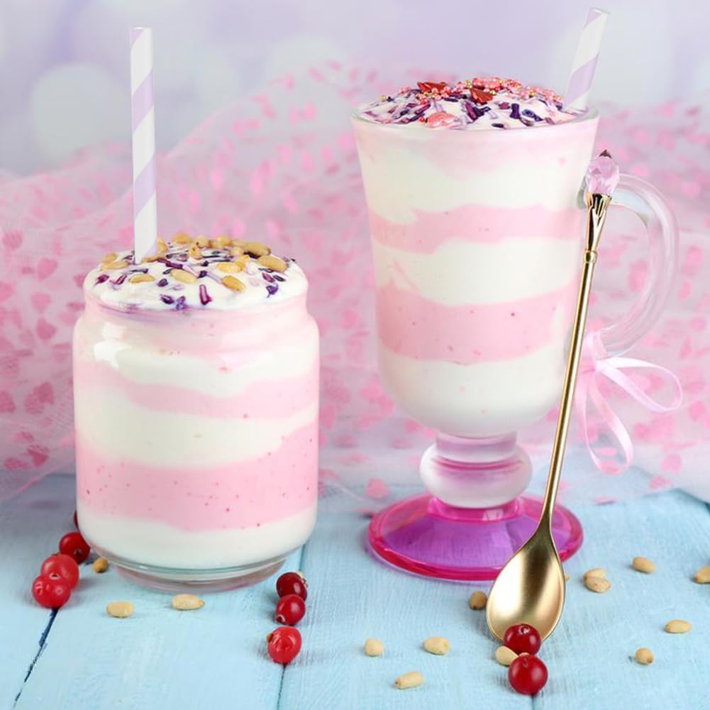Alink 100 Light Purple And White Striped Paper Straws, Biodegradable Disposable Drinking Straws For Valentine'S Day, Brithday, N