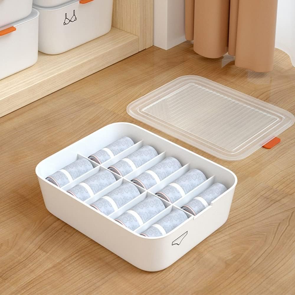 Behahai 10 Compartment Plastic Storage Box Drawer Organizer For Inner Wear Clothing Underwear Bra Socks Tie Jewelry Cosmetic Sto