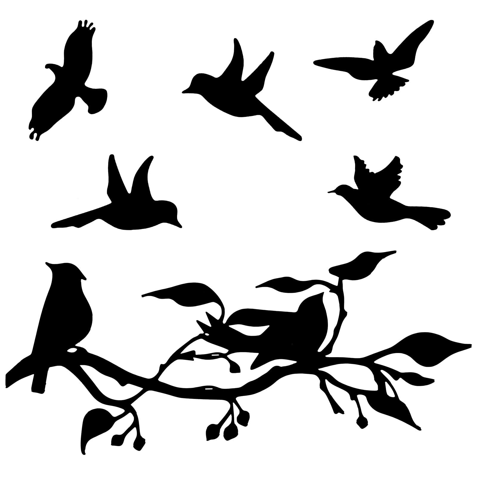 Hotop 2 Pcs Metal Birds Wall Art Vivid Birds on Branch Silhouette Wall Decor Black Leaves with Bird Outdoor Metal Hanging Wall S