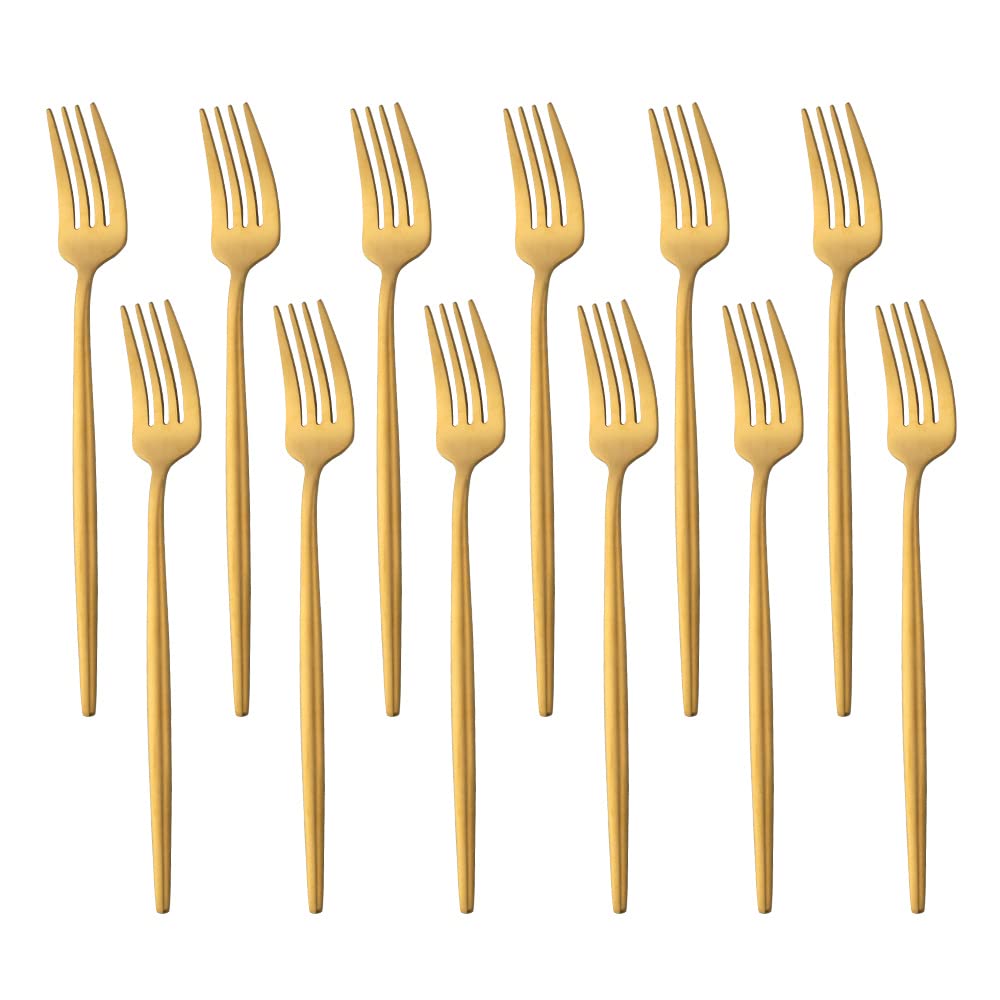 Buy&Use 12 Pcs Modern Stainless Steel Dinnerware Flatware Set, Reusable Popular Dinner Fork, Widely Use On Home, Restaurant, Par