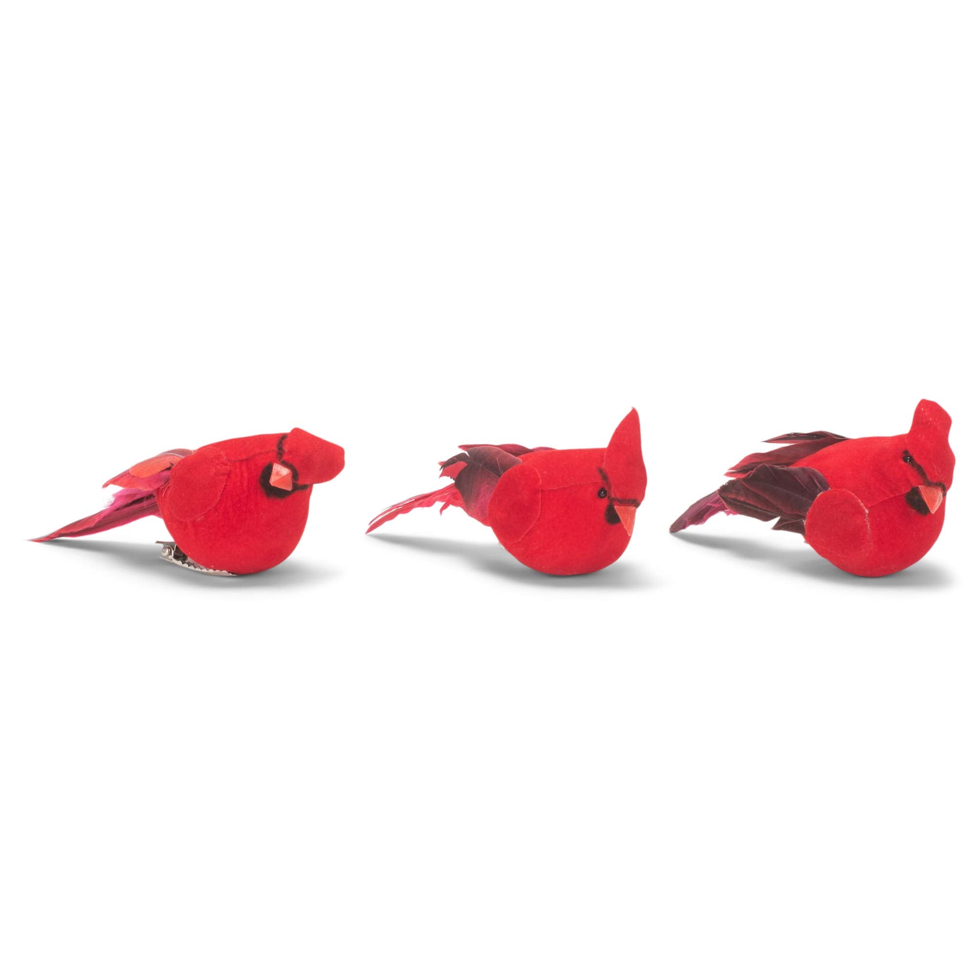 RAZ Imports Set of 3 Cardinal Clip on Christmas Tree Ornament 4 Inch Long Red Bird Decoration