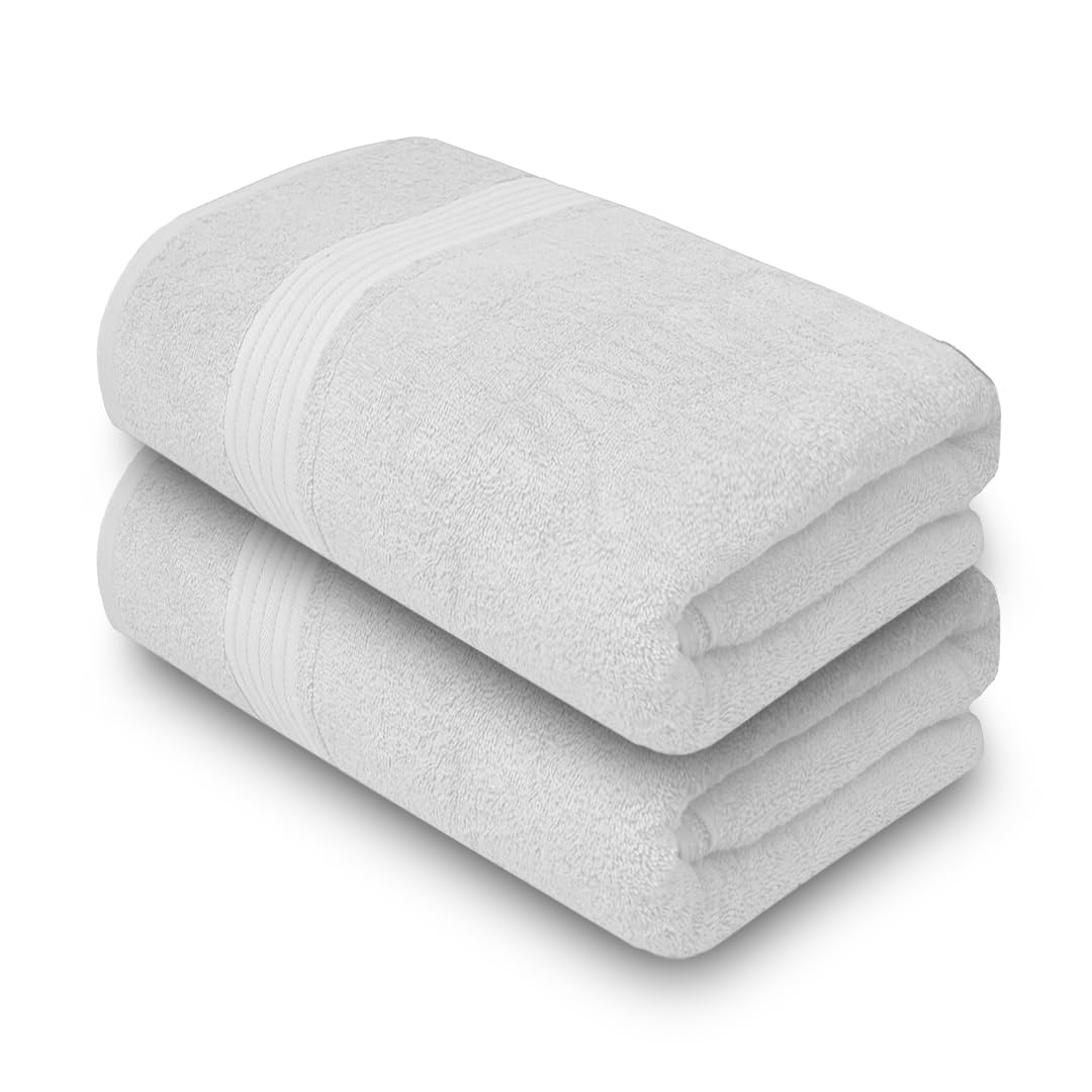 Textila 100% Cotton Bath Sheet Towels - Jumbo Size 35X70 Inches, Ultra Soft And Absorbent, (2 Pack - White) Luxury Oversized Tow