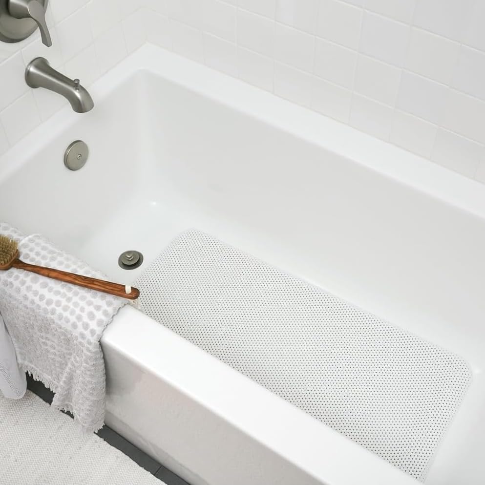 Clorox By Duck Brand Cushioned Foam Bathtub Mat, Non Slip Bath Mat With Suction For Comfort And Safety, 17'' X 36'', White
