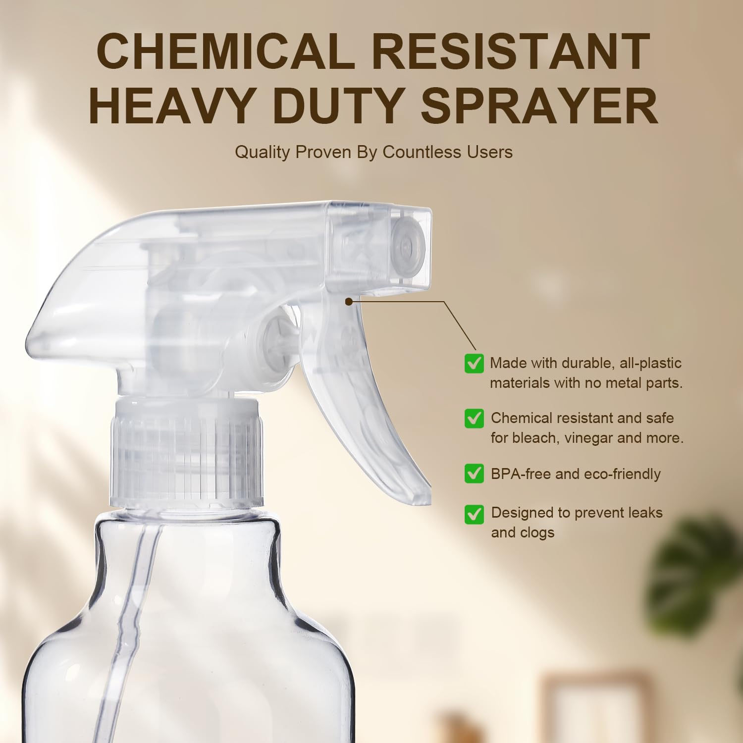 Plastic Spray Bottles, 2-Pack, 16.9 Oz, Mist & Stream, Heavy Duty Spraying, Empty Water Spray Bottle For Cleaning Solutions, Ess