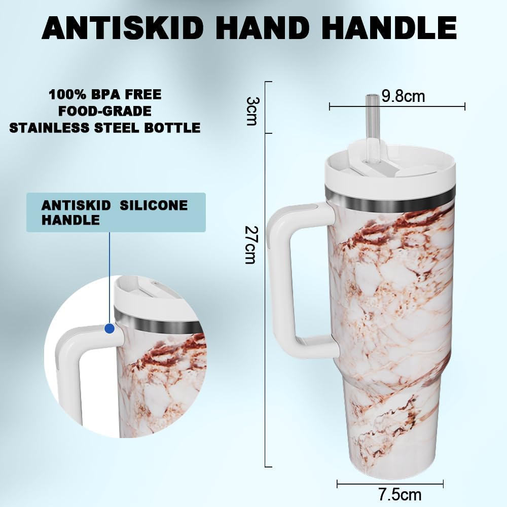 Dapperlin 40Oz Stainless Steel Vacuum Insulated Tumbler With Lid And Straw For Water, Iced Tea Or Coffee, Smoothie And More (Gol