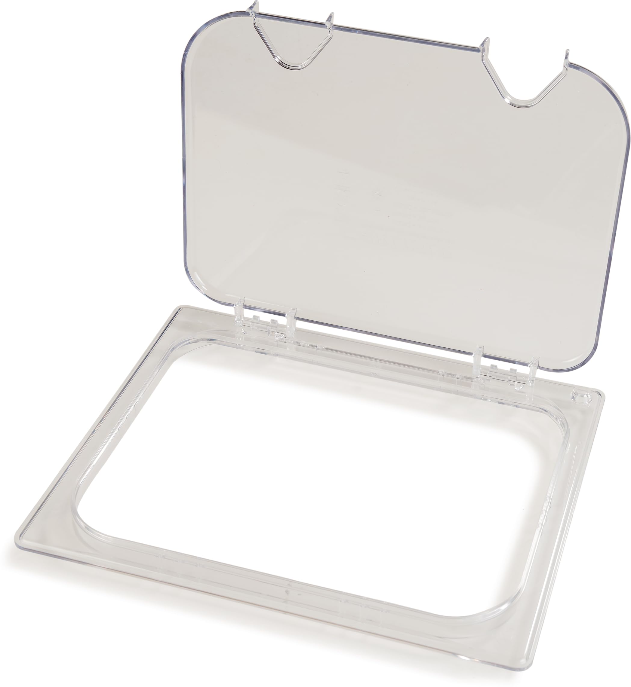 Carlisle Foodservice Products Cfs 10239Z07 Ez Access Hinged Lid With Handle And Notch, Half Size, Clear
