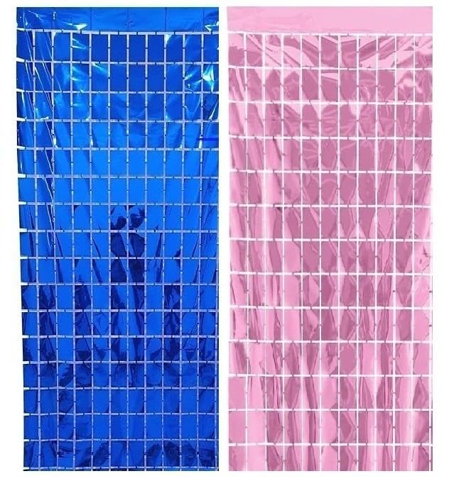 Durga Marketing (Pack of 2) Square Foil Curtains for Birthday Decoration Photo Booth Props Backdrop Baby Shower Bachelorette Par