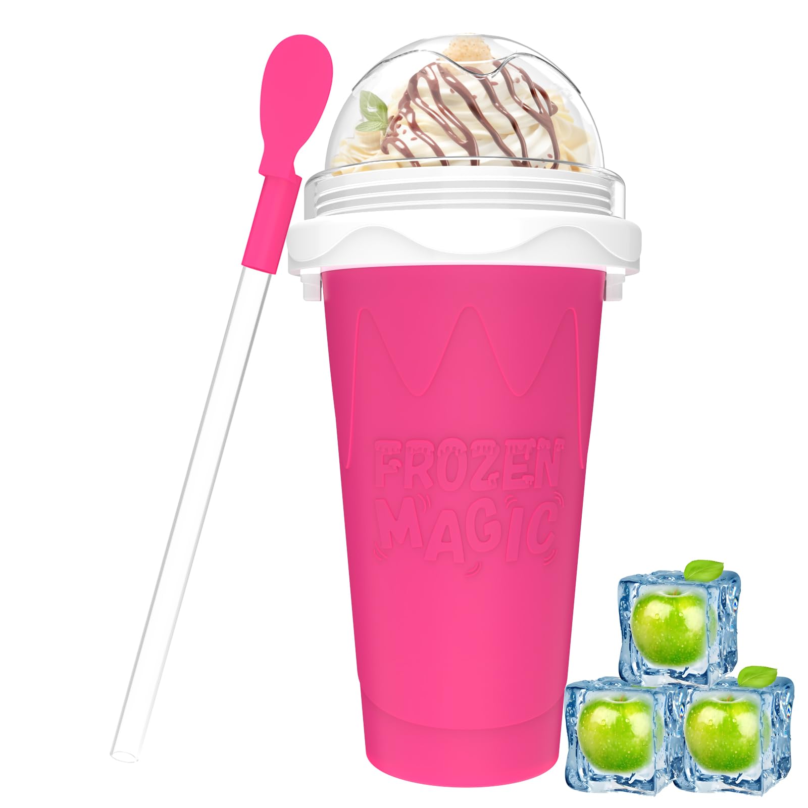 Slushy Maker Cups , DIY Magic Slushy Maker Squeeze Cups, Portable Smoothie Squeeze Cup for Juices, Milk and Ice Cream Make, Doub