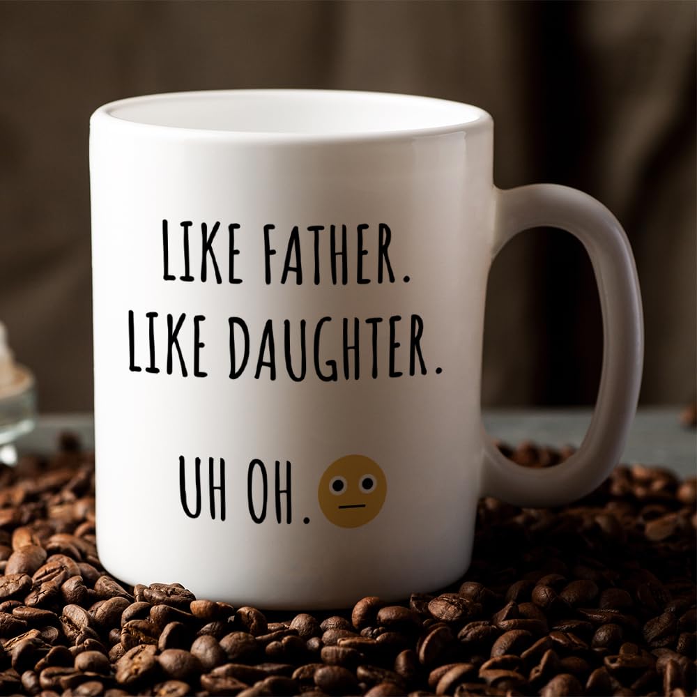 Fatbaby Funny Coffee Mug Gifts for Dad From Daughter,Birthday Christmas Fathers Day Gifts for Dad,Like Father Like Daughter,Dad