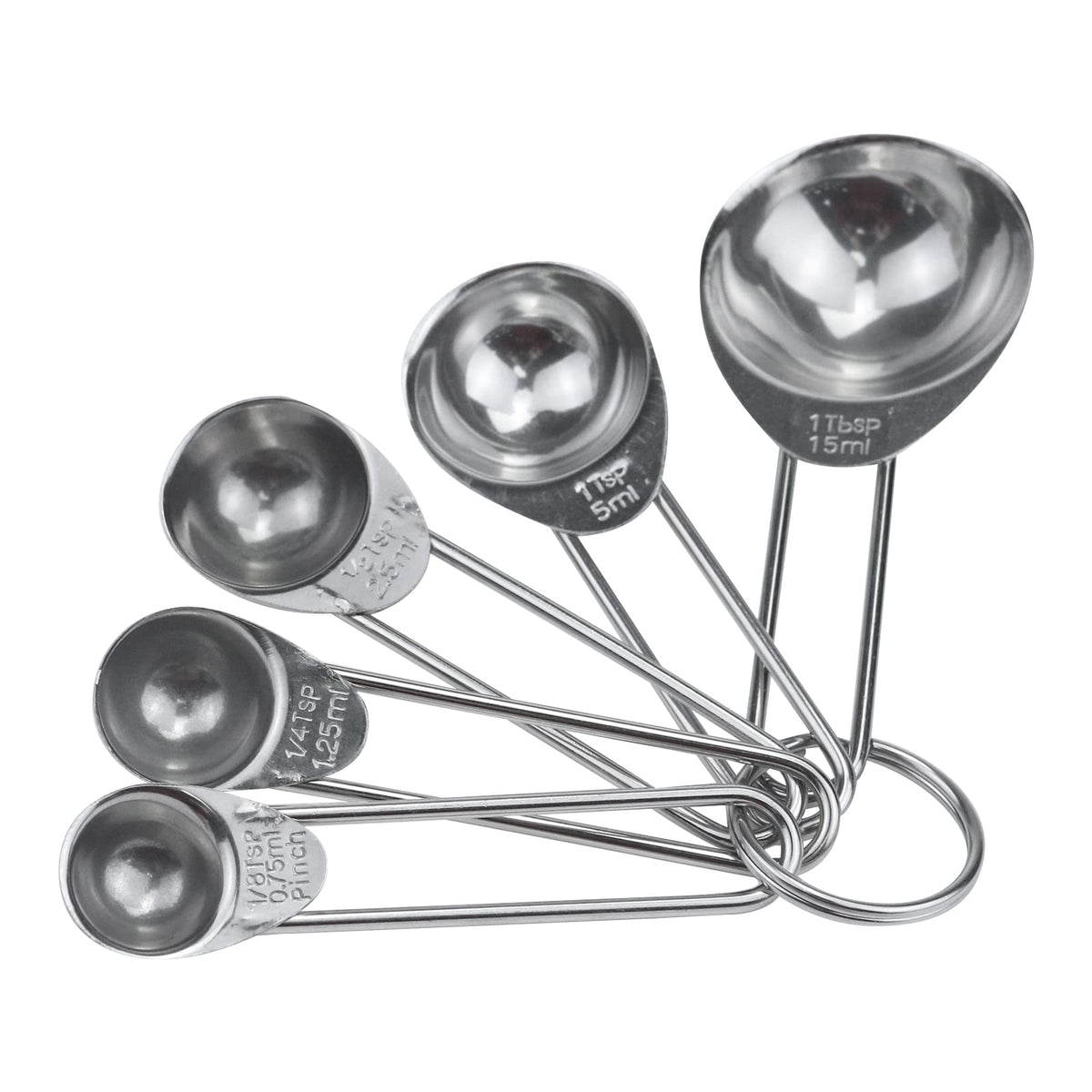 Antrader Measuring Spoons, Stainless Steel 5-Piece Measuring Spoon Cups Set- 1/8 Tsp, 1/4 Tsp, 1/2 Tsp, 1 Tsp & 1 Tbsp For Measu