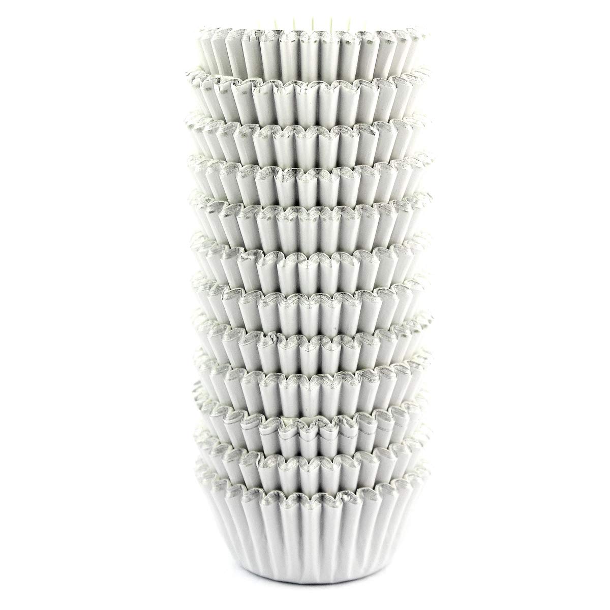 Eoonfirst Mini Foil Metallic Cupcake Liners Muffin Paper Baking Cups 300 Pcs (Light Grey)