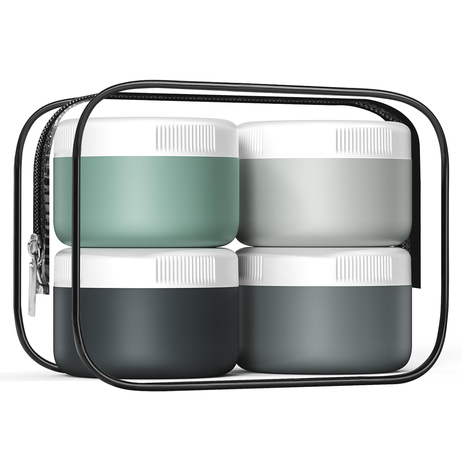 Kuangre Travel Containers for Toiletries, Silicone Cream Jars BPA Free, TSA Approved 2oz Travel Size Containers, Leakproof Trav