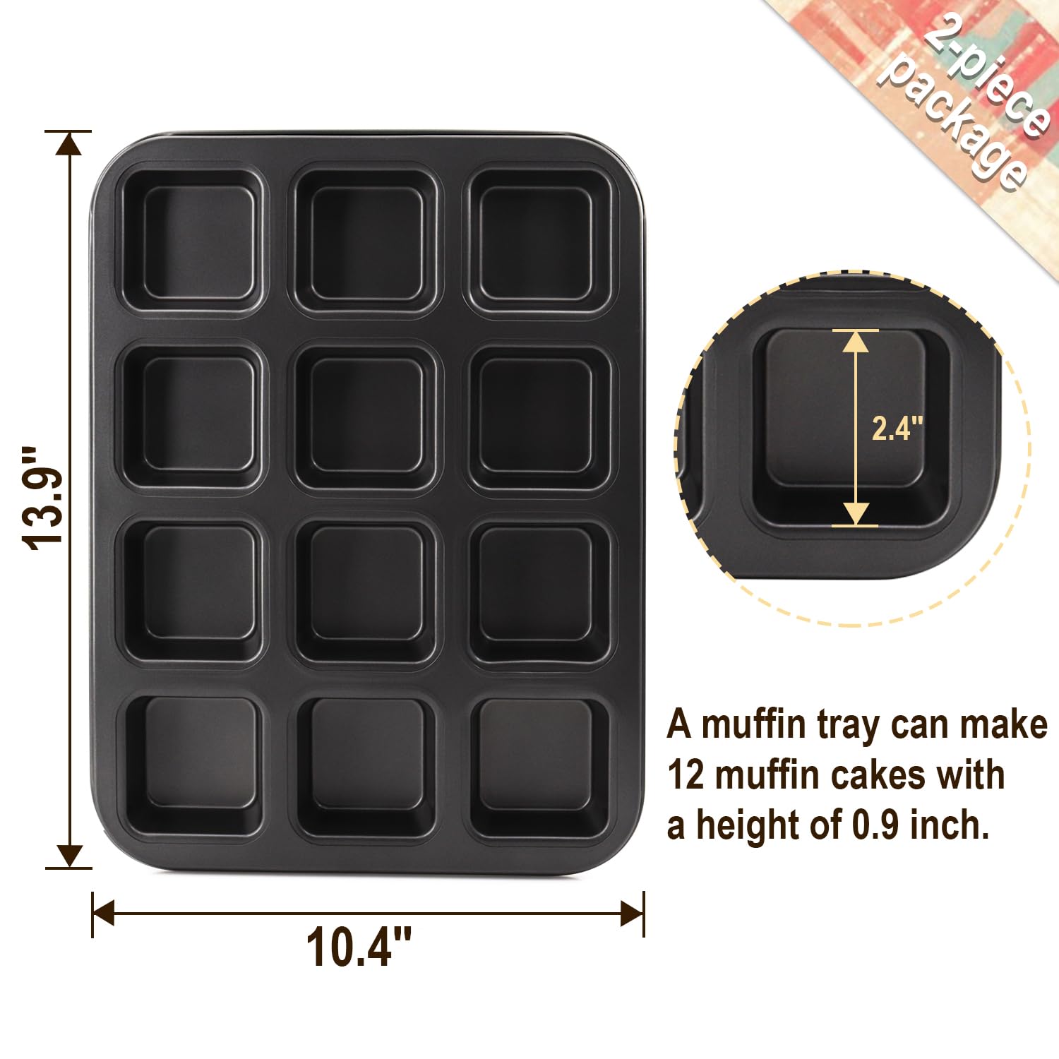 Draongye 2 Packs Nonstick Round Muffin Baking Pan, Premium Steel Muffin Pan For Baking, Nonstick Cupcake Tin Cheesecake Pans, Ba