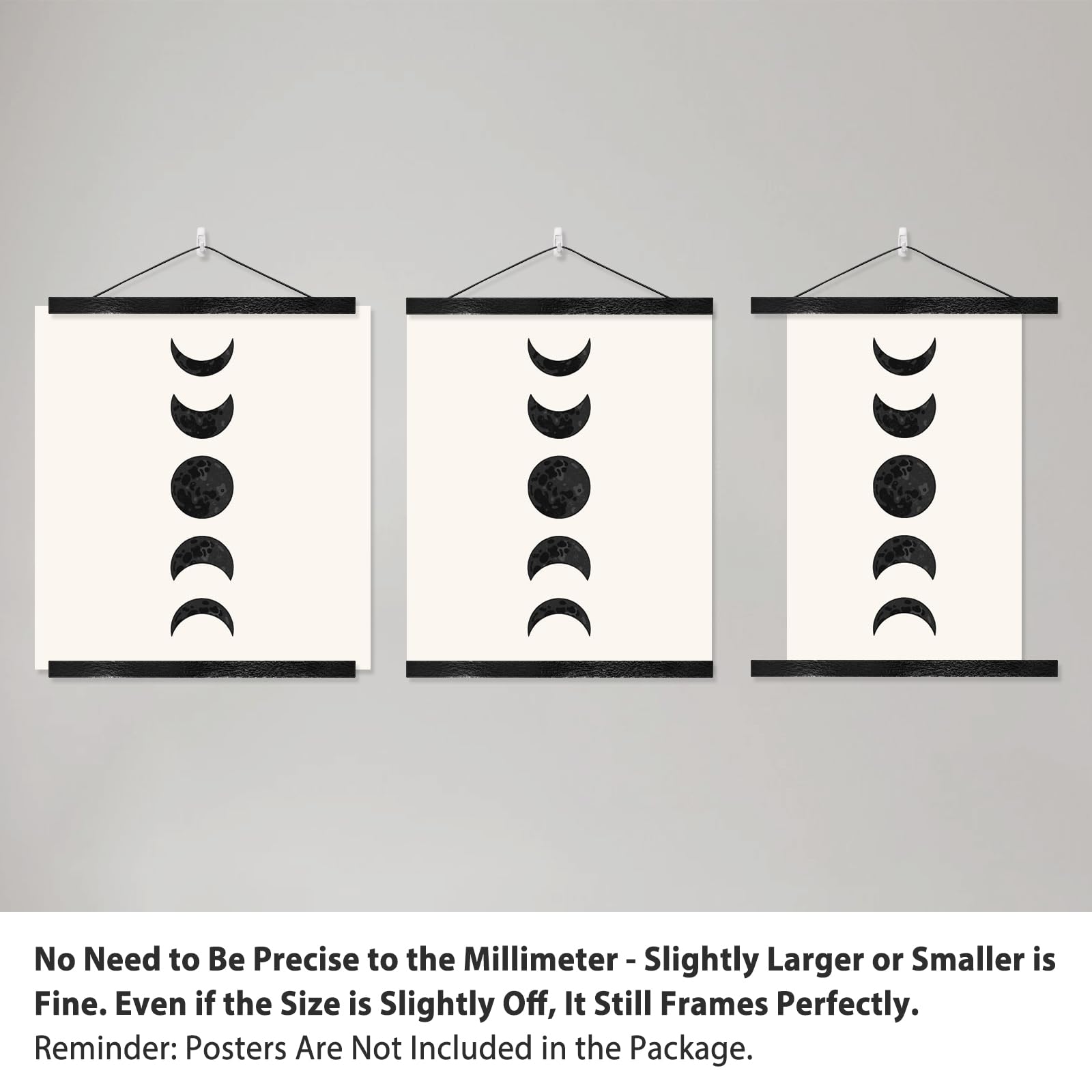 Magnetic Poster Hanger Wooden Poster Hangers  14 Inch  Extra Strong Magnets  Quick Assembly and Easy Use  Wood Poster Hanger for Wall Art  Pictures  Prints  Maps  Canvas  14x17 14x20 14x22  Black