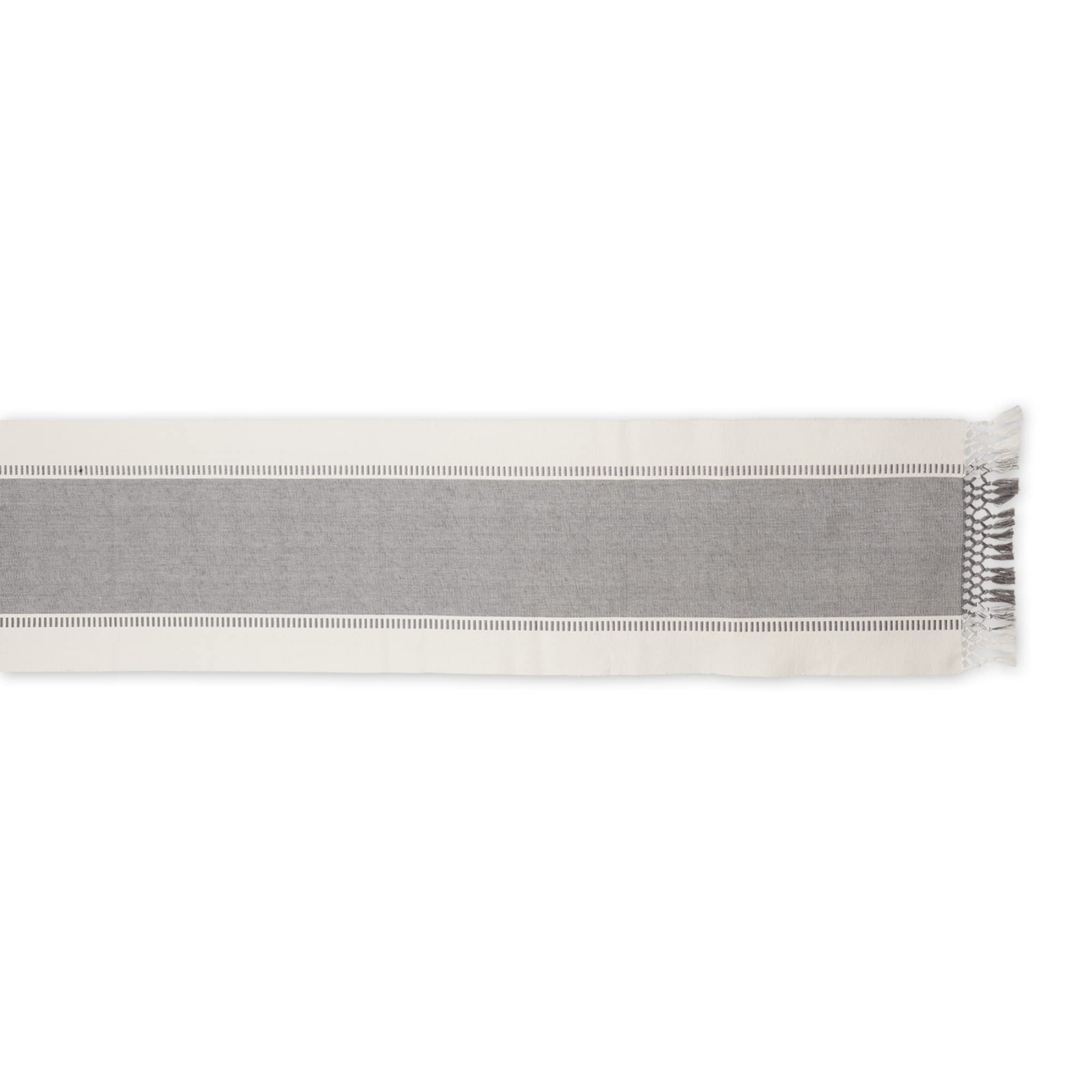 COOL GRAY DOBBY STRIPE RIBBED TABLE RUNNER 13x108