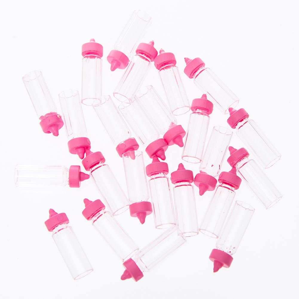 Mini Baby Pink Plastic Bottle Favors - 1'', 24 Count - Ideal For Girl Baby Showers, Baptisms & Gender Reveals
