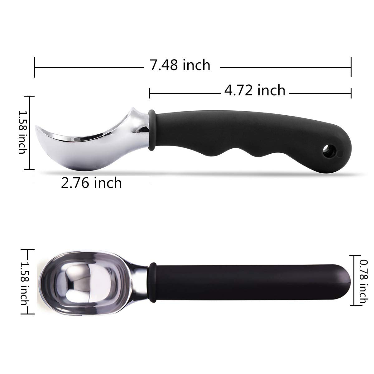 Muyulin Ice Cream Scoop Comfortable Silicone Non-Slip,Dishwasher Safe Scooper Slip Rubber Grip Ergonomic Handle,Kitchen Tool For