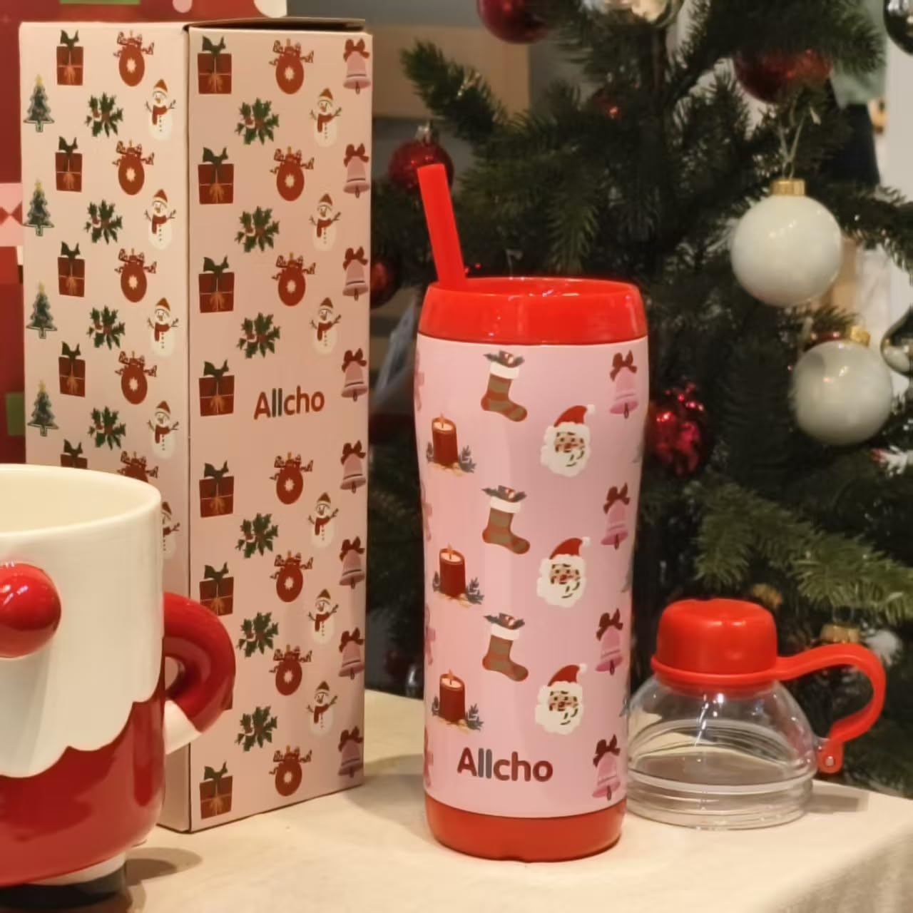 Allcho Christmas Gifts for Women Mom Daughters, Christmas Travel Coffee Tumbler for Friends Girls, Insulated Water Bottle, 24 oz